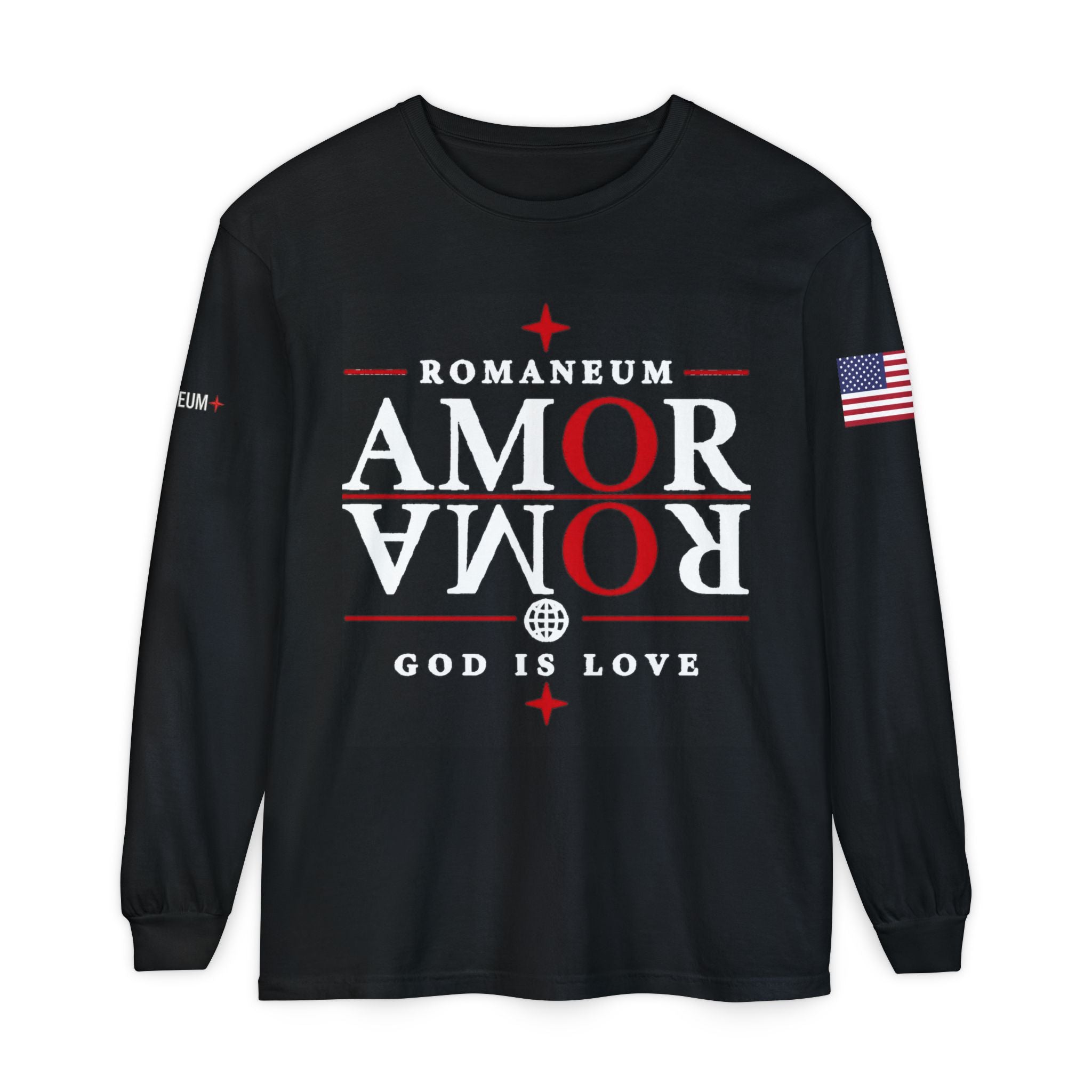 Romaneum "AMOR/ROMA" Long Sleeve Tee — God Is Love Graphic Shirt