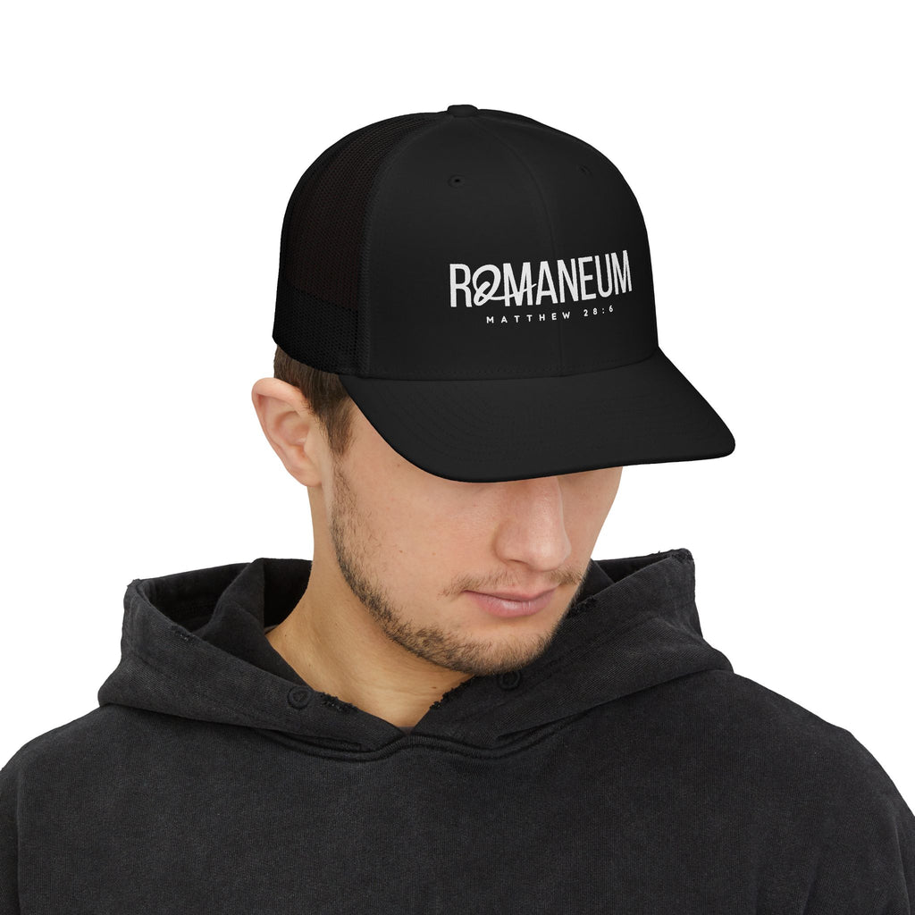 Romaneum Matthew 28:6 Trucker Hat —Snapback Cap