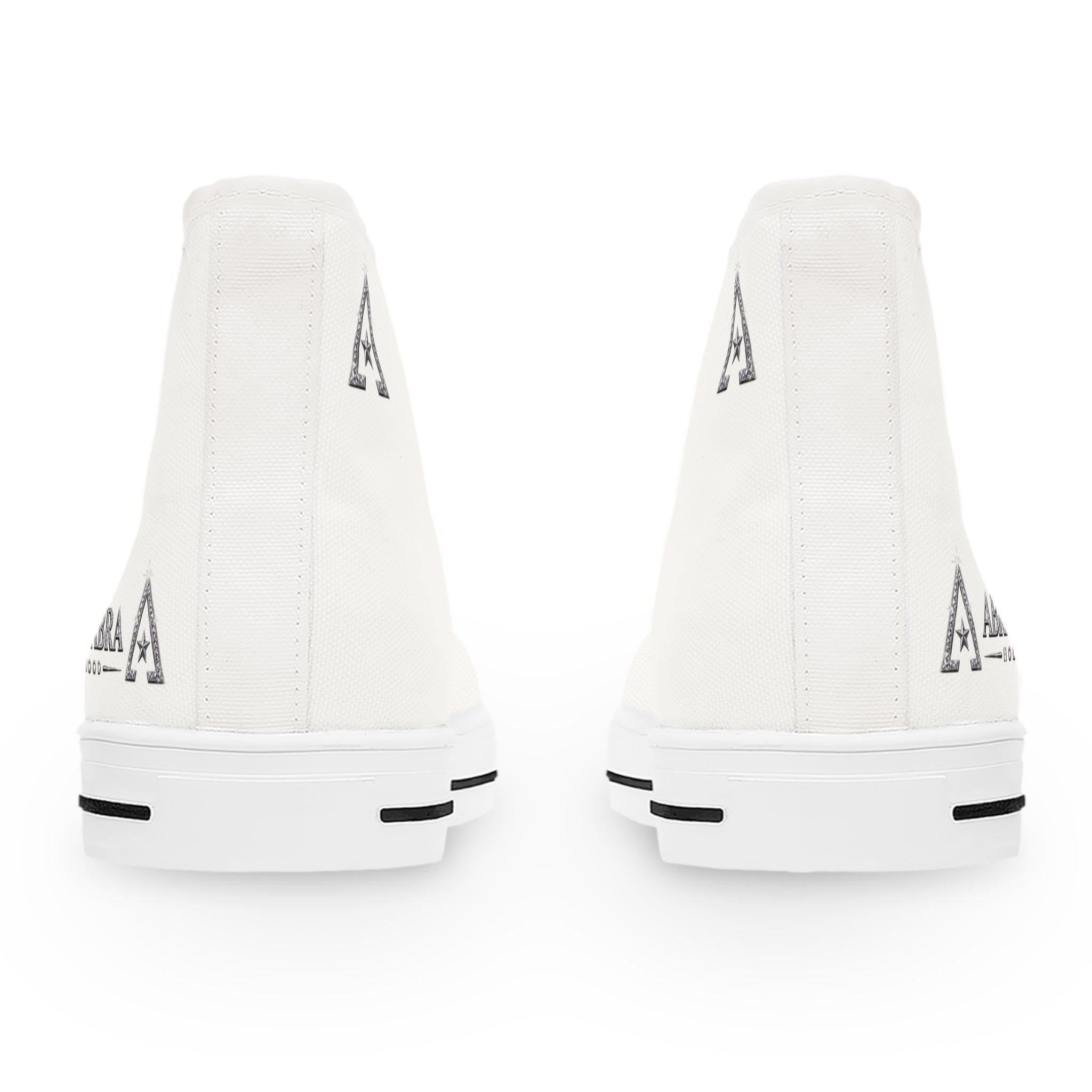 Women's High-Top Sneakers — Minimal White Canvas Shoes with Side Logo