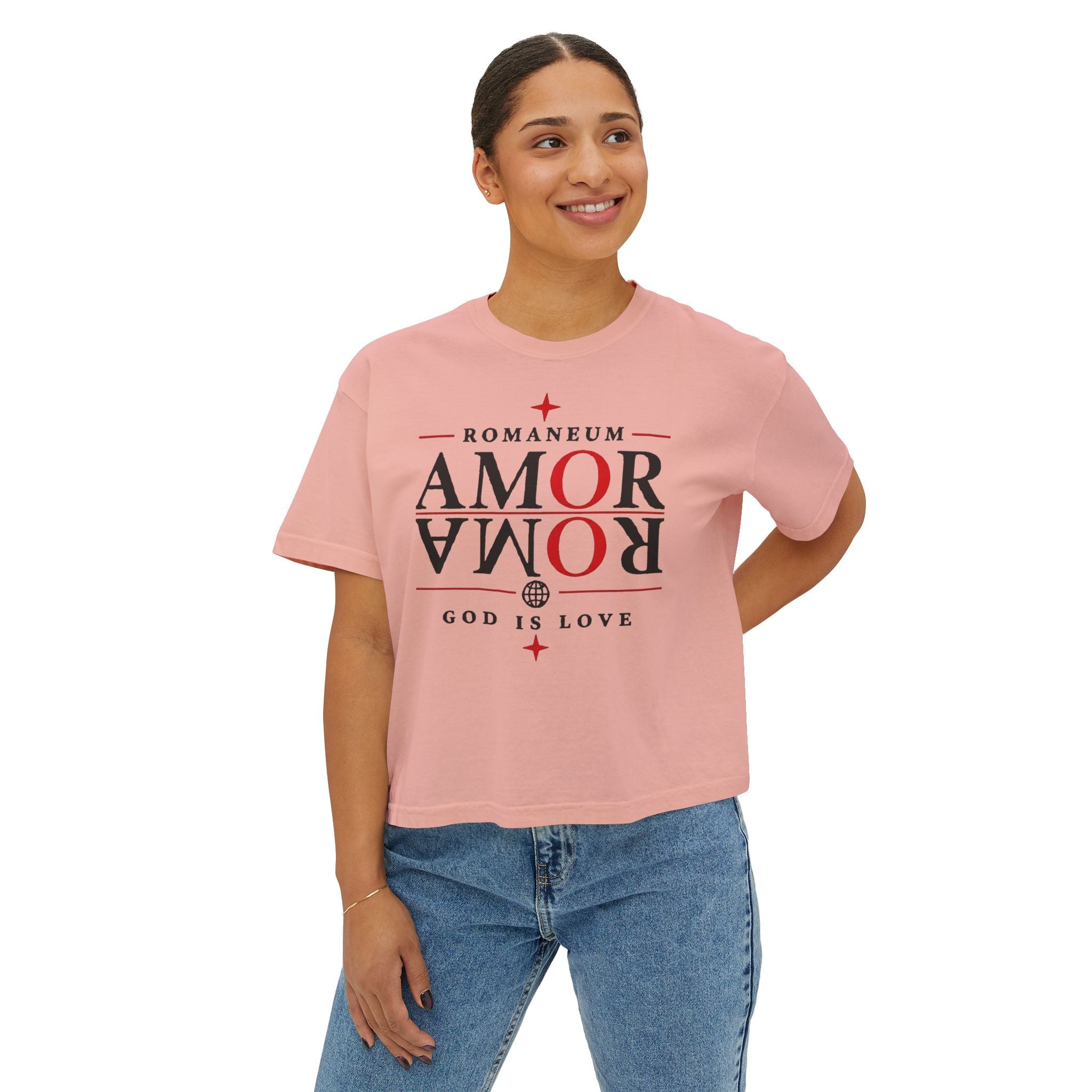 Christian Amor Amor Boxy Tee — "Amor" Graphic Crop Tee (God Is Love)