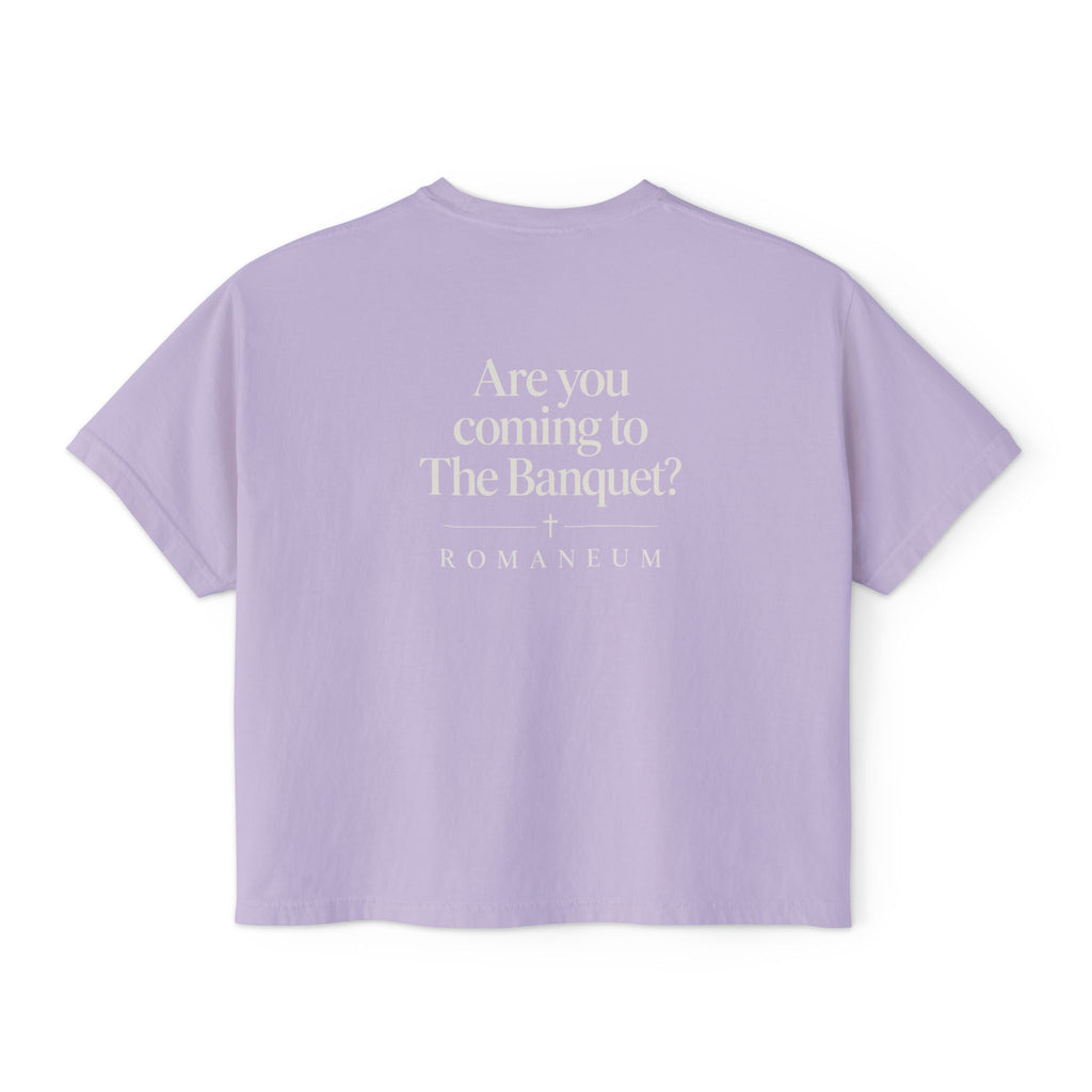 Are You Coming to The Banquet? Boxy Tee — Romaneum Christian Graphic Shirt