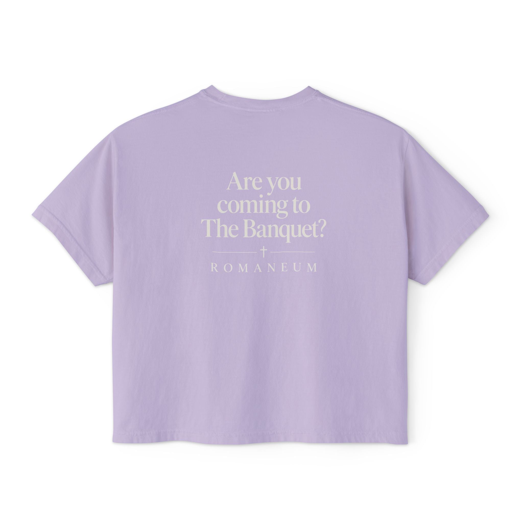 Are You Coming to The Banquet? Boxy Tee — Romaneum Christian Graphic Shirt