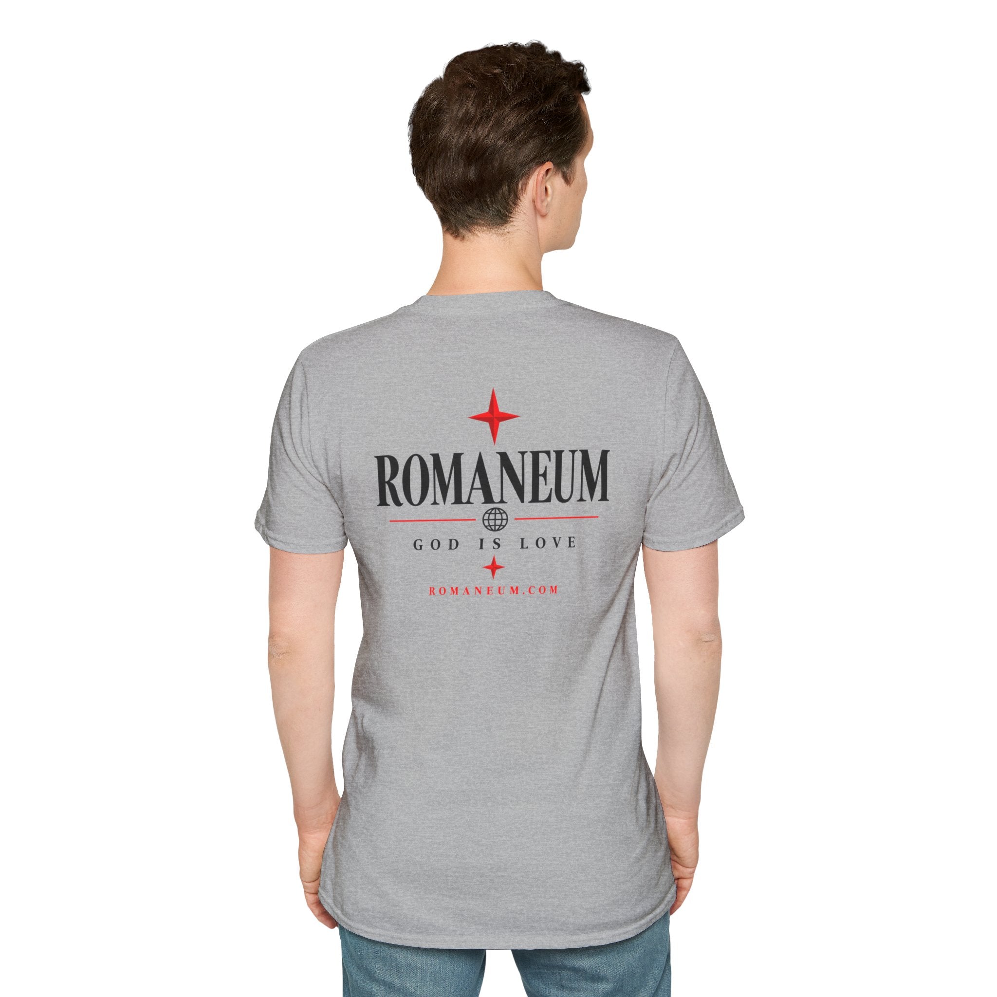 Amor/Roma 'ROMANEUM' Graphic T‑Shirt — 'AMOR' Reflection Design (God Is Love)
