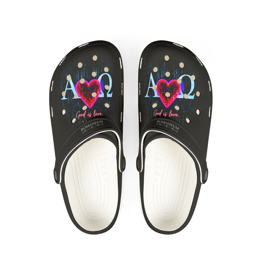 Alpha Omega Heart Polka Dot EVA Clogs | Slip-On Foam Shoes