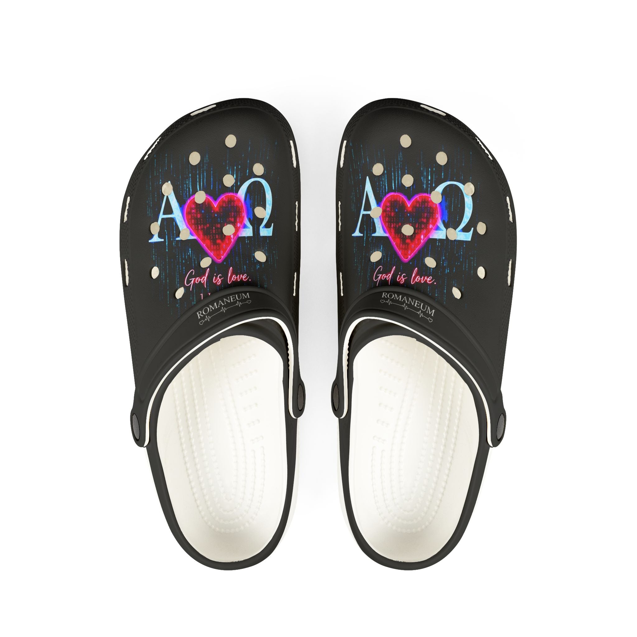 Alpha Omega Heart Polka Dot EVA Clogs | Slip-On Foam Shoes