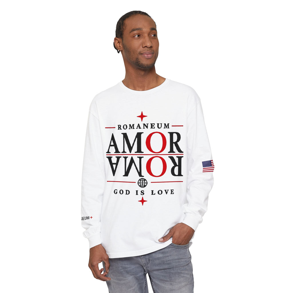 Romaneum "AMOR/ROMA" Long Sleeve Tee — God Is Love Graphic Shirt