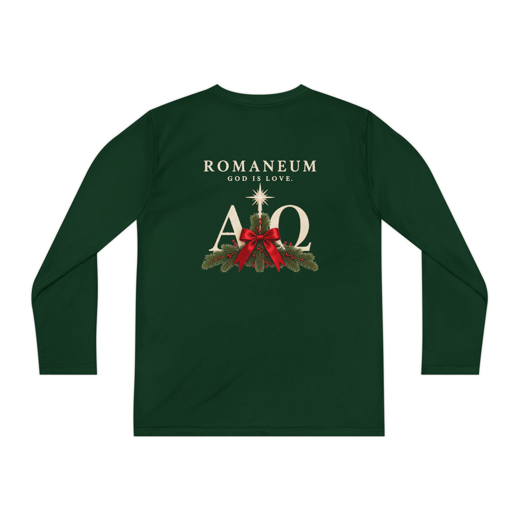 Youth Long Sleeve Tee — Romaneum Alpha Omega Christmas Design