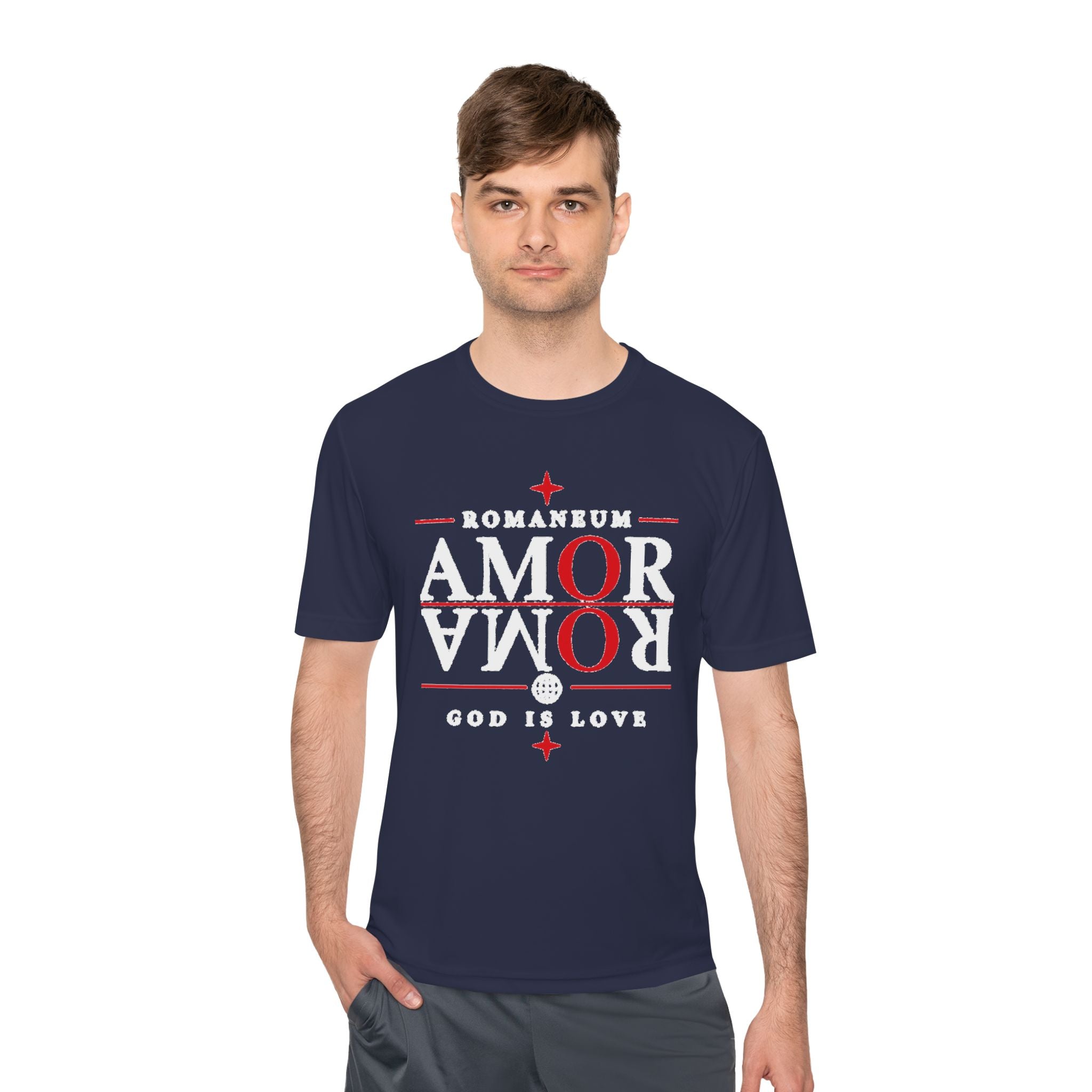 Romaneum AMOR Reversible Graphic Tee — "God Is Love" Christian Scripture Shirt