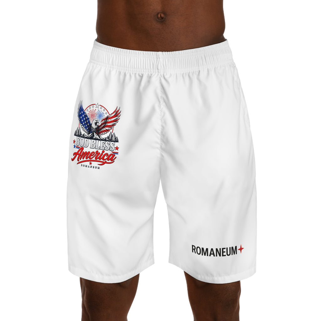 God Bless America Eagle Men's Jogger Shorts – Patriotic Casual Shorts
