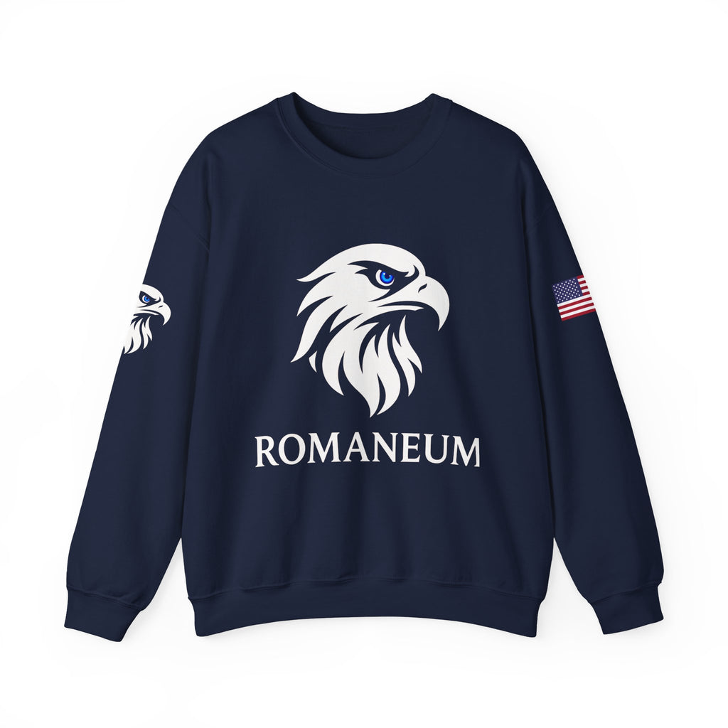 Romaneum eagle crest Crewneck sweatshirt | Romaneum logo, American flag sleeve