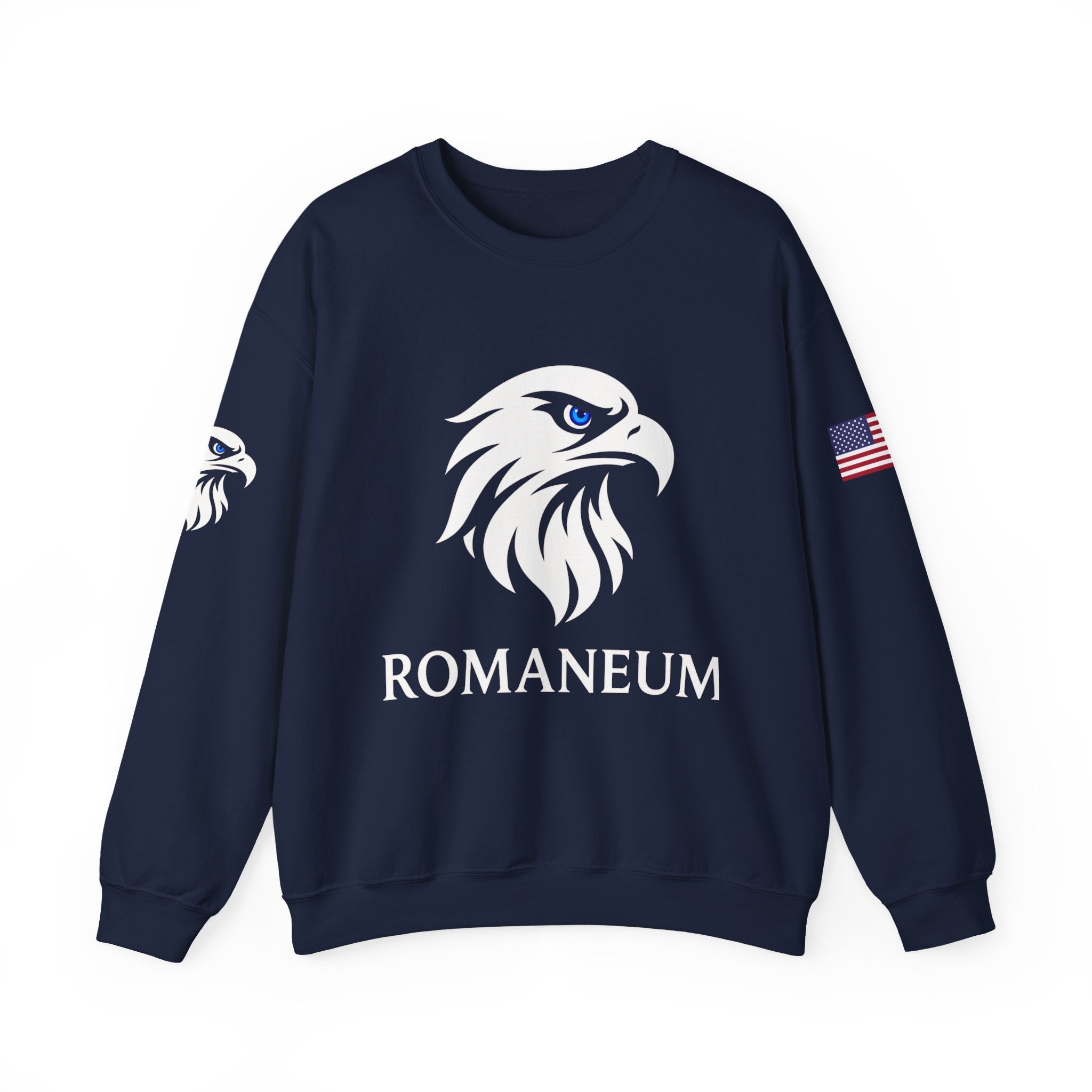 Romaneum eagle crest Crewneck sweatshirt | Romaneum logo, American flag sleeve