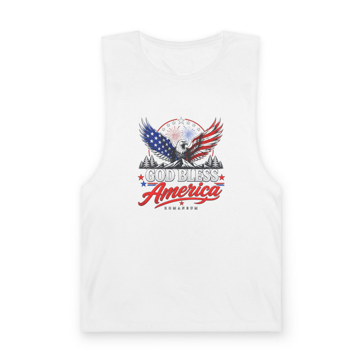 God Bless America Eagle Tank Top — Patriotic Romaneum USA Flag Muscle Tee