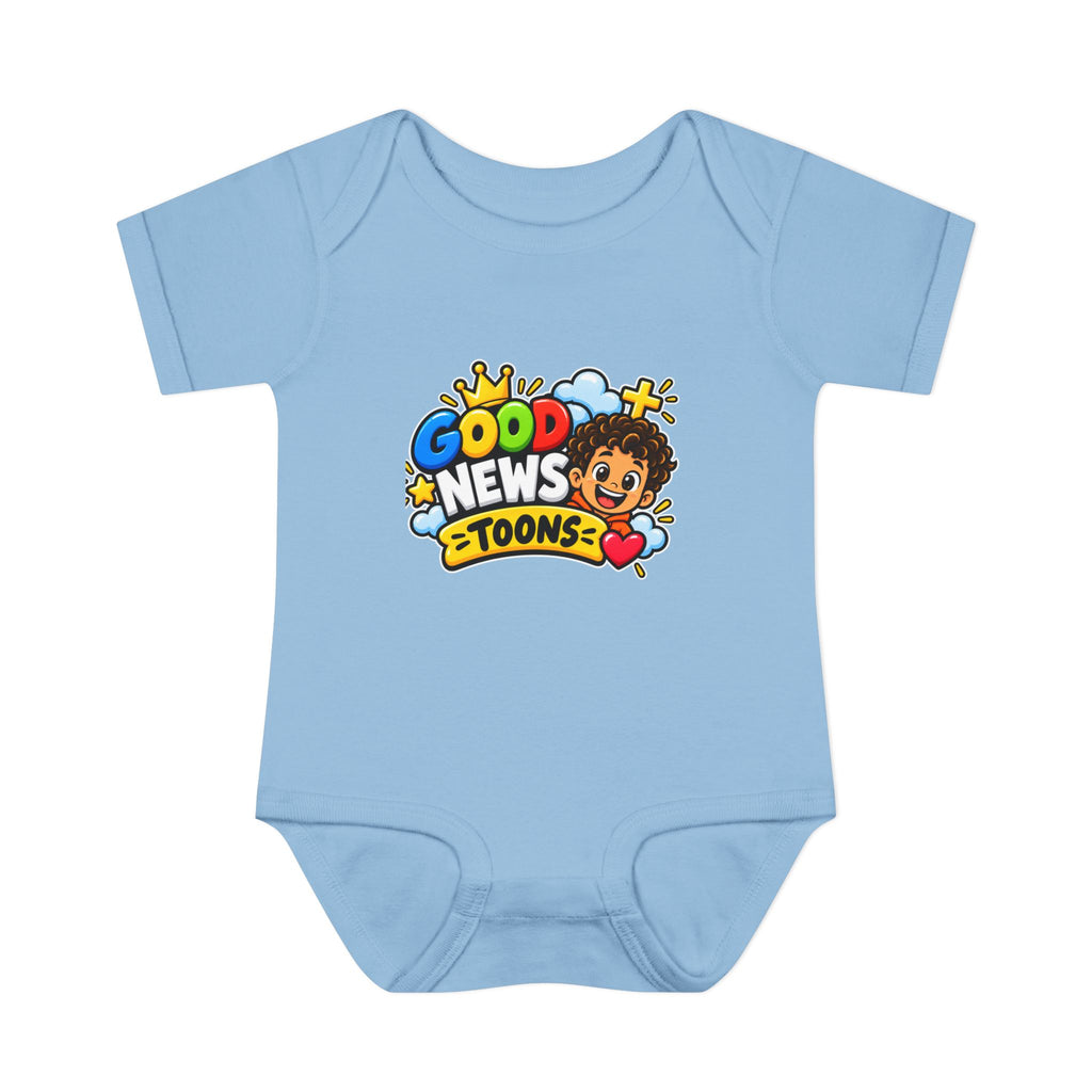 Infant Bodysuit — "Good News Toons" Colorful Cartoon Baby Onesie (Faithful Fun Truth)