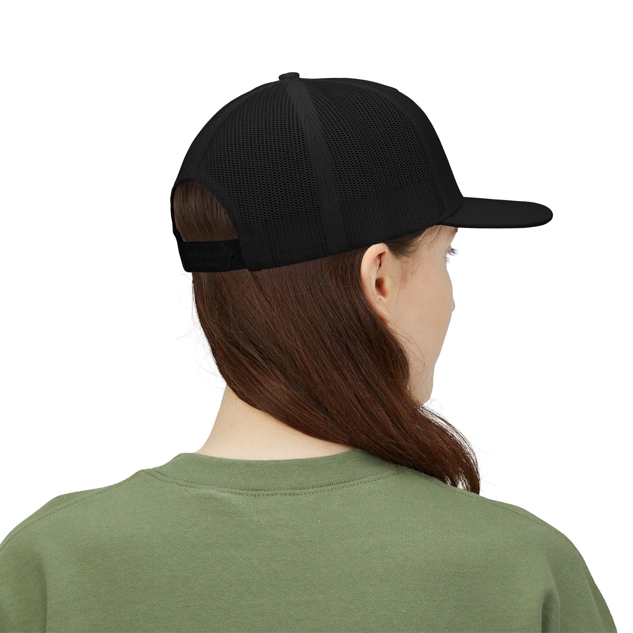 Eagle Head Romanem Trucker Cap | Embroidered Black White Mesh