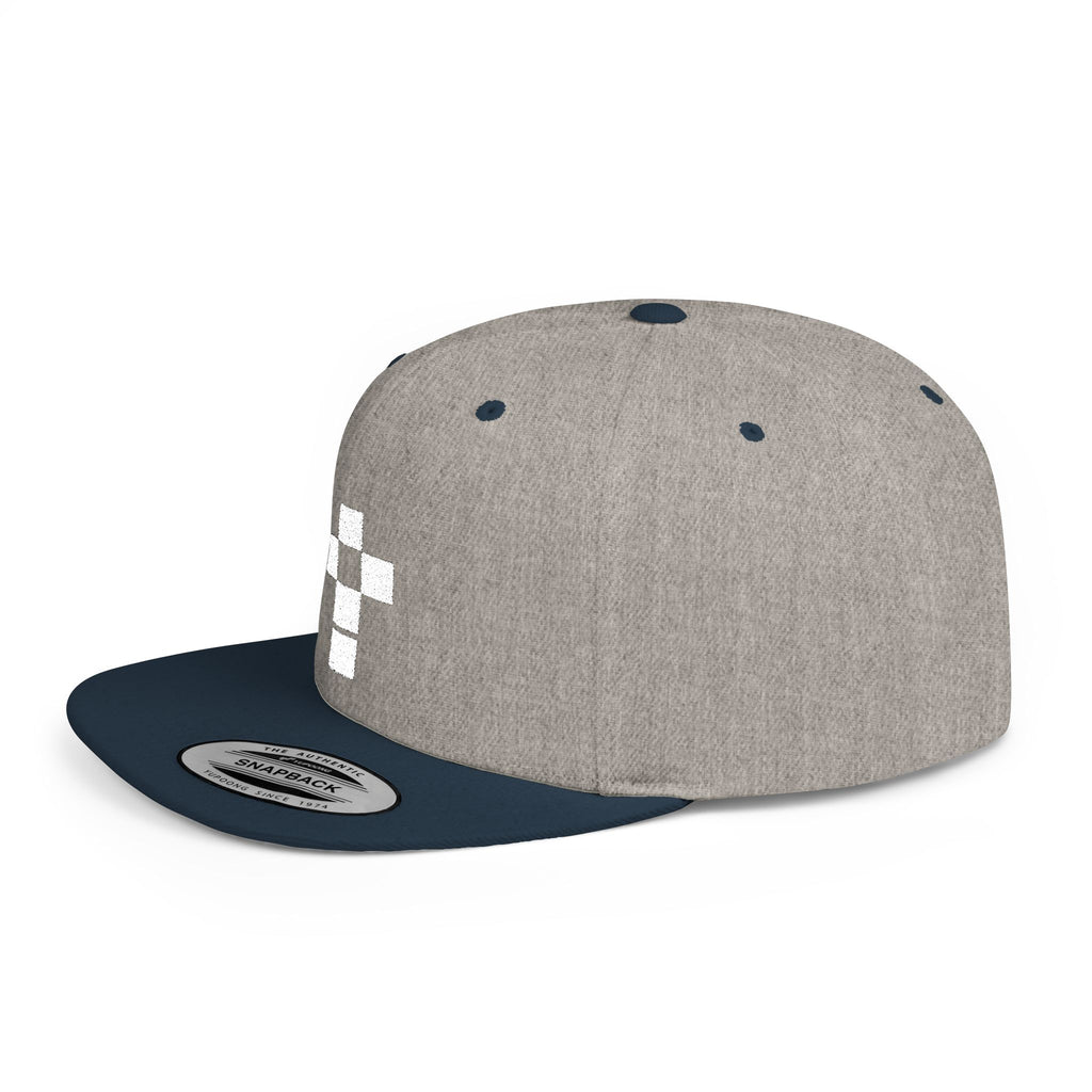 Cross Embroidered Flat Bill Snapback Hat — Minimal Religious Baseball Cap