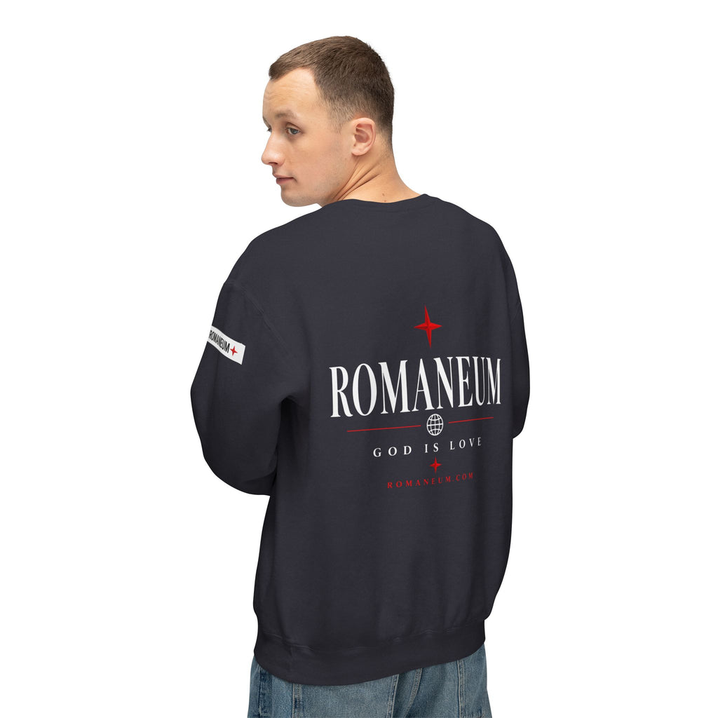 Romaneum Amor Crewneck Sweatshirt — God Is Love Graphic