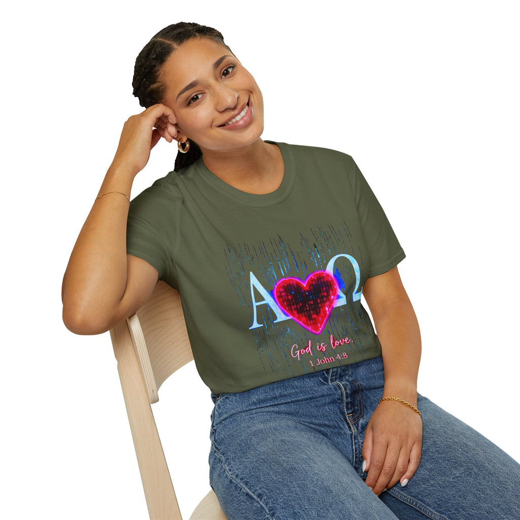 Alpha Omega Heart T-Shirt | Christian Scripture John 3:16 Design