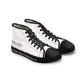 Women's High-Top Sneakers — Minimal White Canvas Shoes with Side Logo