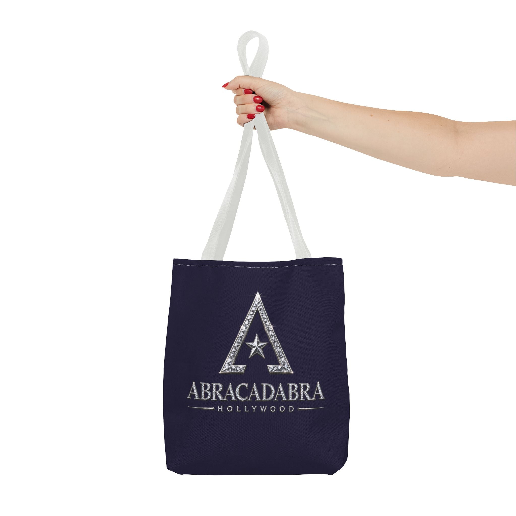 Abracadabra Hollywood Logo Tote Bag — Magic-Themed Navy AOP Tote