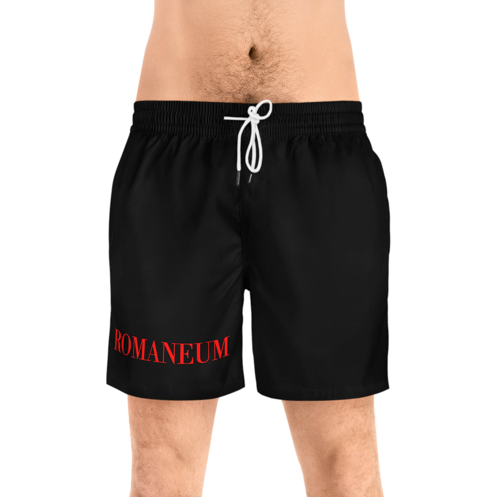 ROMA NEUM Black Swim Shorts — Men's Mid-Length Beach Trunks
