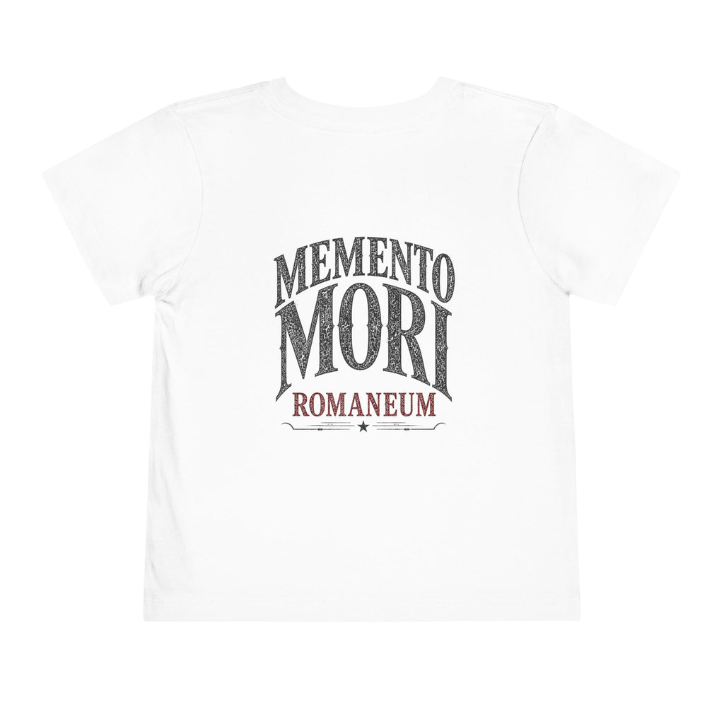 Toddler Tee — "Memento Mori" Skull Graphic Romaneum Kids Shirt