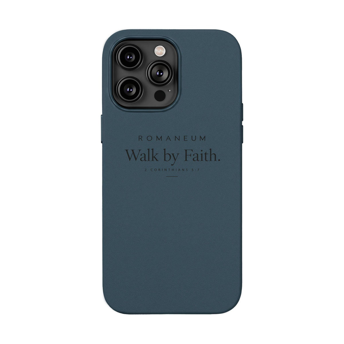 Engraved PU Leather Phone Case — ‘Walk by Faith’