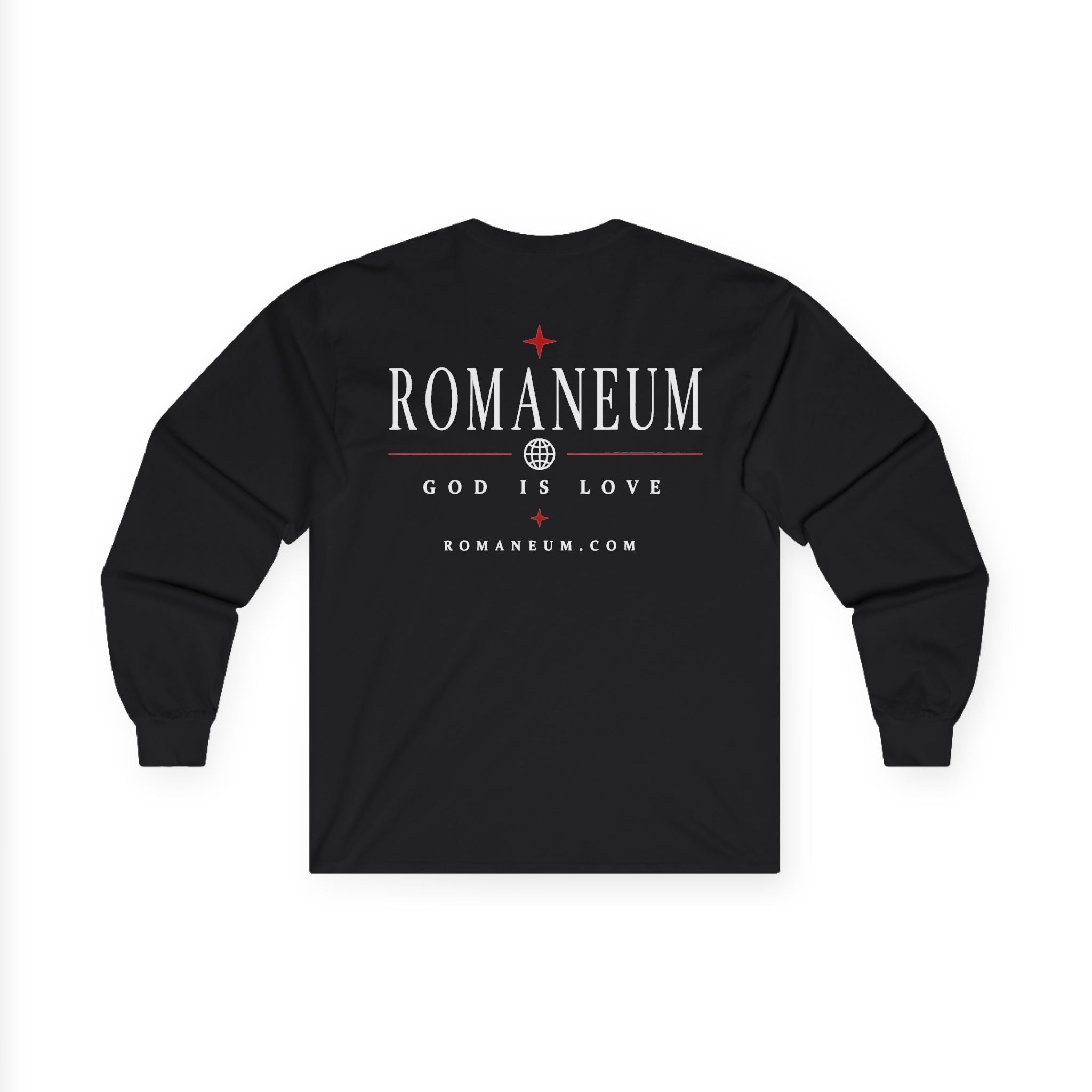 Long Sleeve Tee — "AMOR" Romaneum God Is Love Religious Graphic Shirt