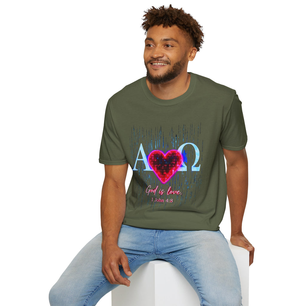 Alpha Omega Heart T-Shirt | Christian Scripture John 3:16 Design