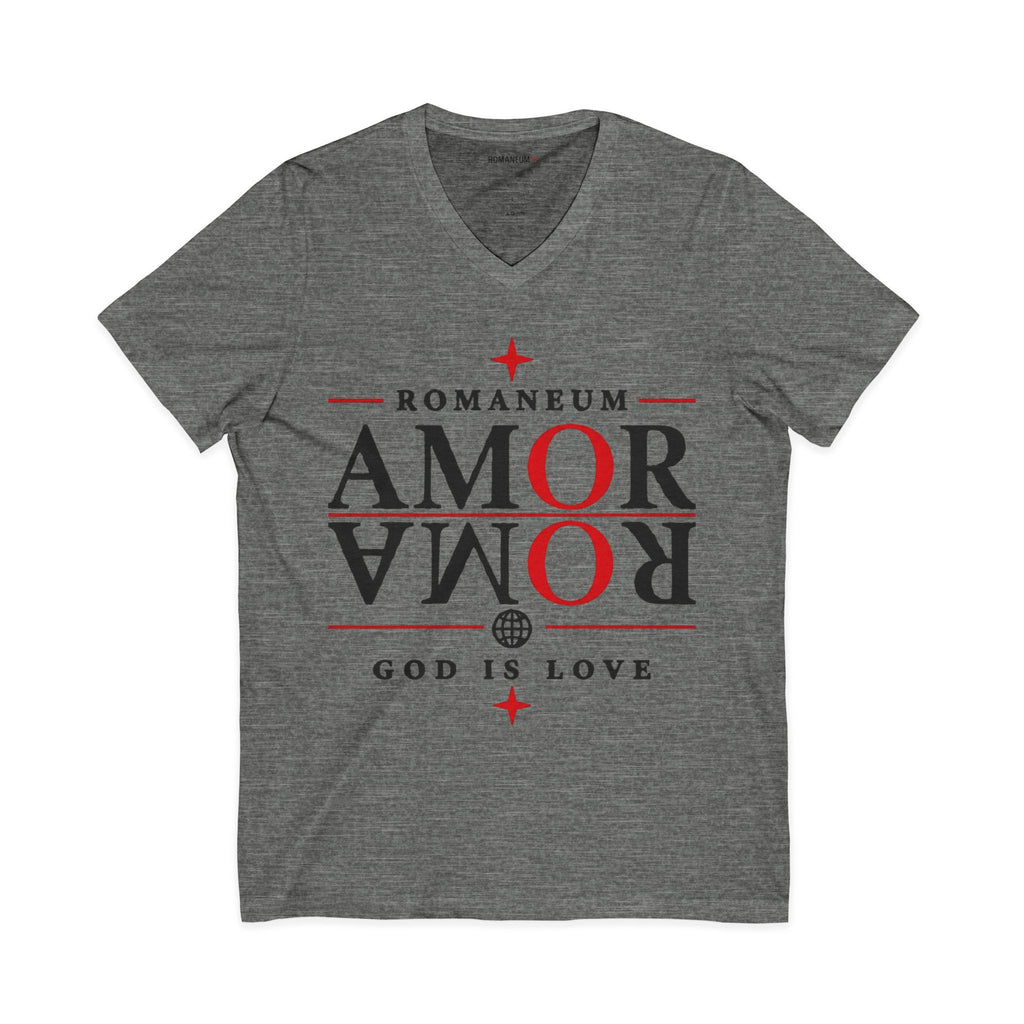 Romaneum "Amor/Roma" V-Neck Tee — God Is Love Christian Graphic Shirt