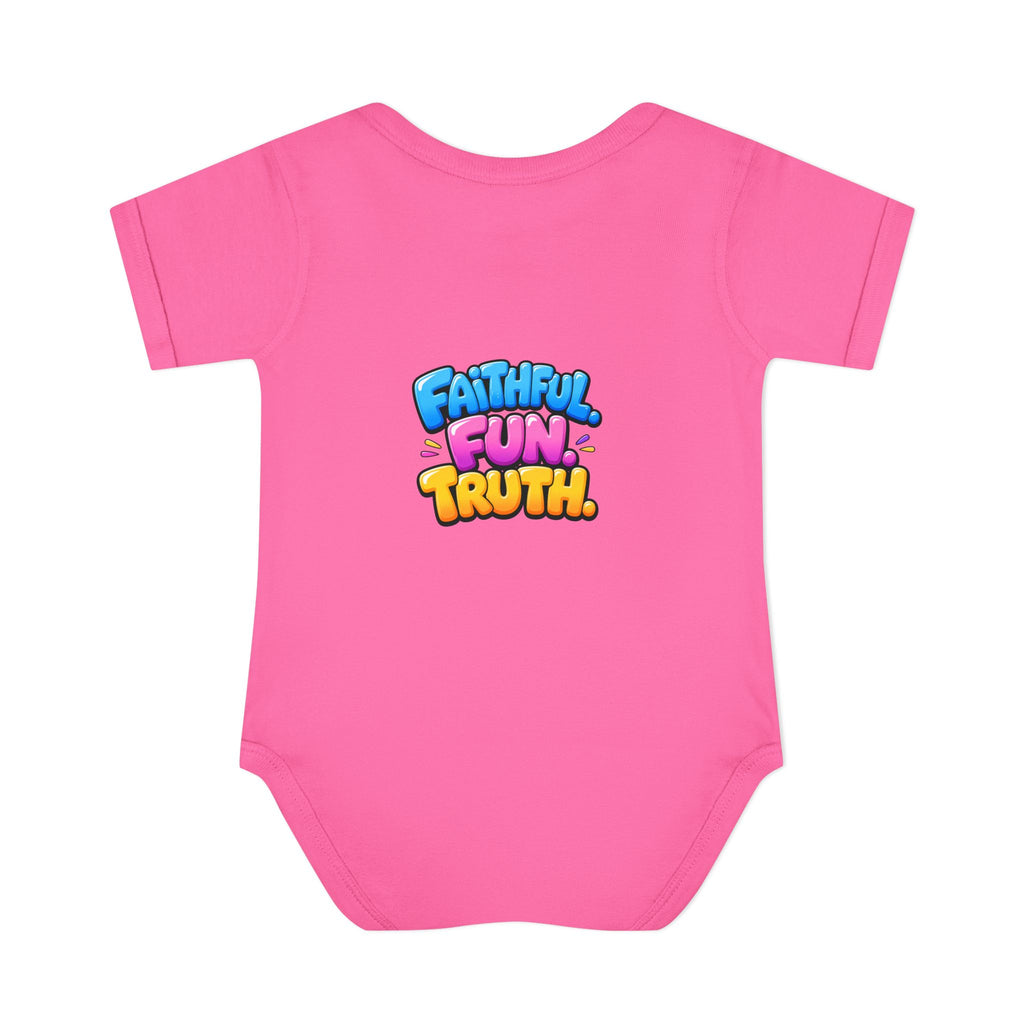 Infant Bodysuit — "Good News Toons" Colorful Cartoon Baby Onesie (Faithful Fun Truth)