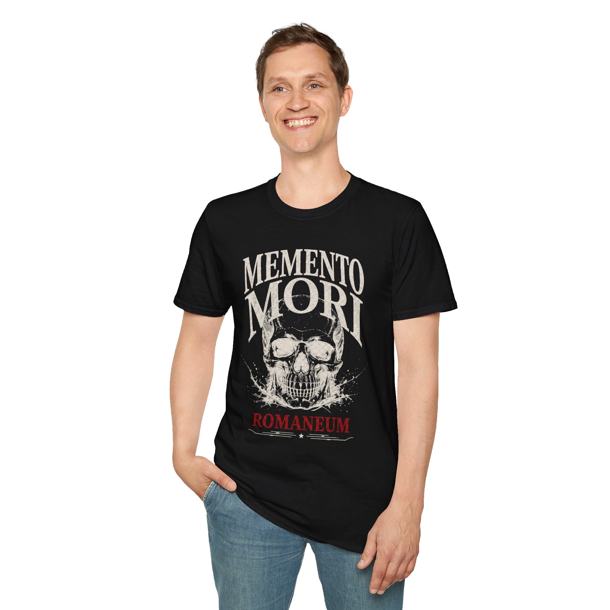 Memento Mori Skull T-Shirt — Gothic Reminder Tee with Romaneum Skull Design