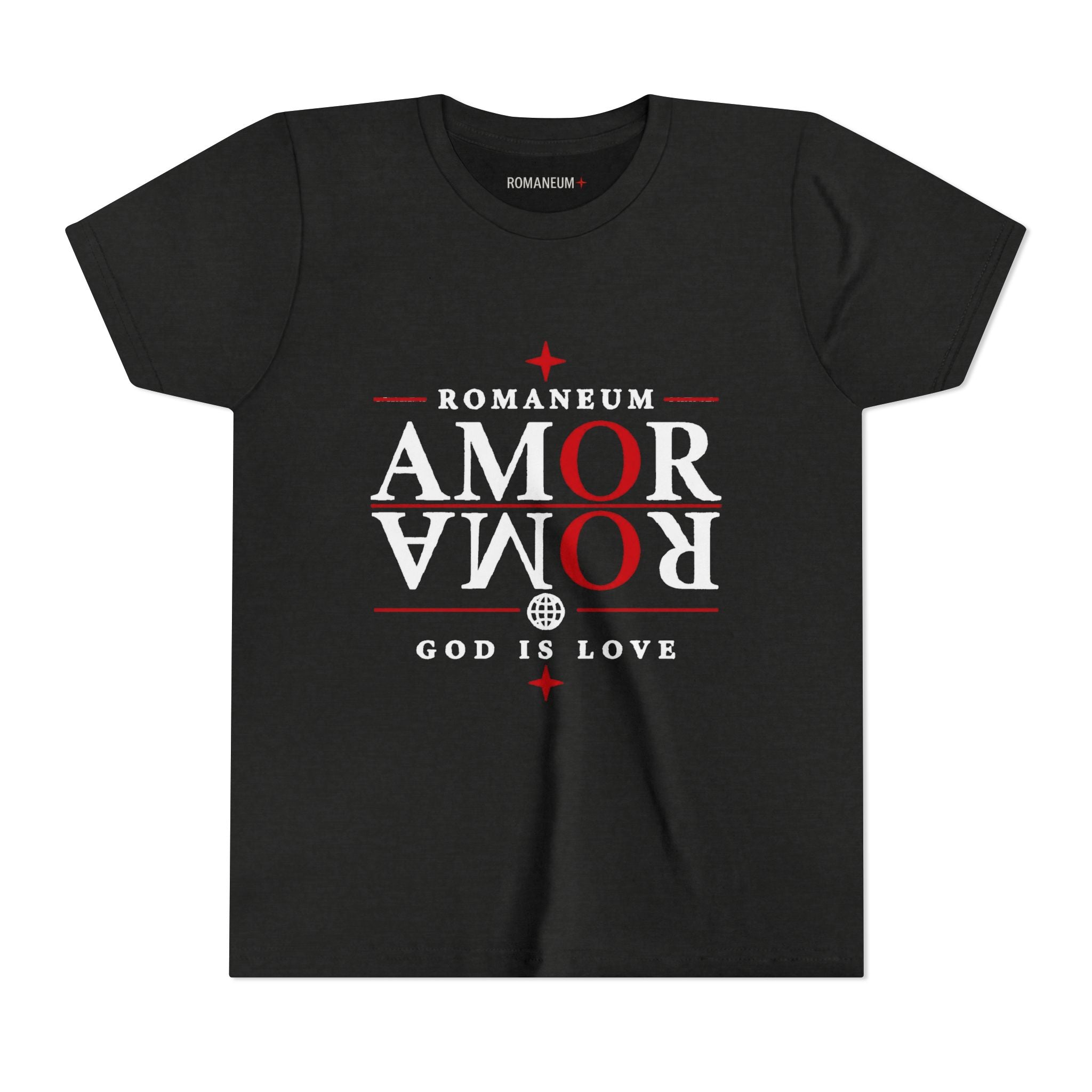 Youth Tee — ROMANEUM “AMOR / ROMA” God Is Love Graphic