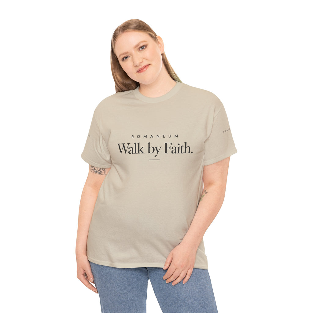 Walk by Faith Tee — Christian Scripture Shirt (Romans/1 Corinthians)