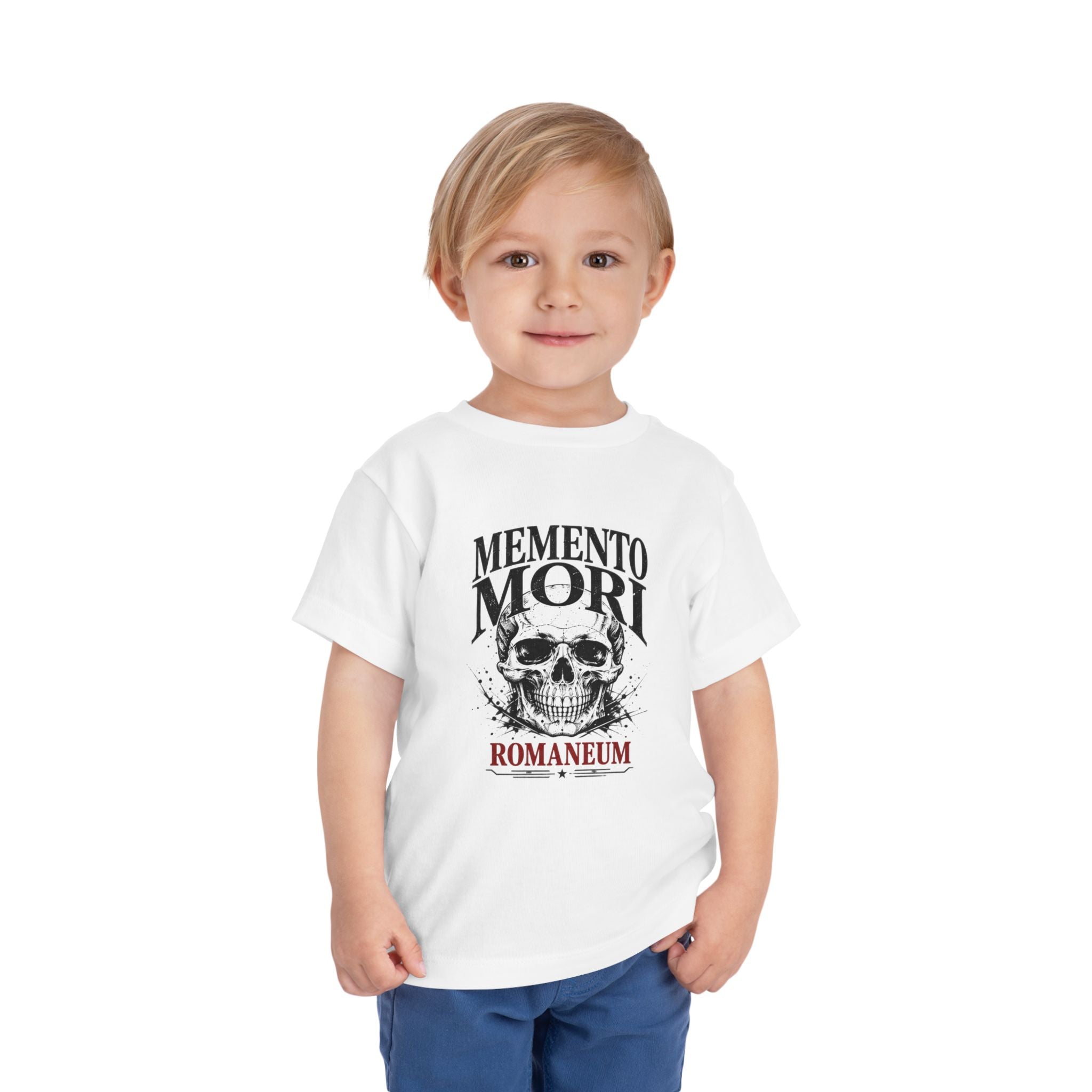 Toddler Tee — "Memento Mori" Skull Graphic Romaneum Kids Shirt