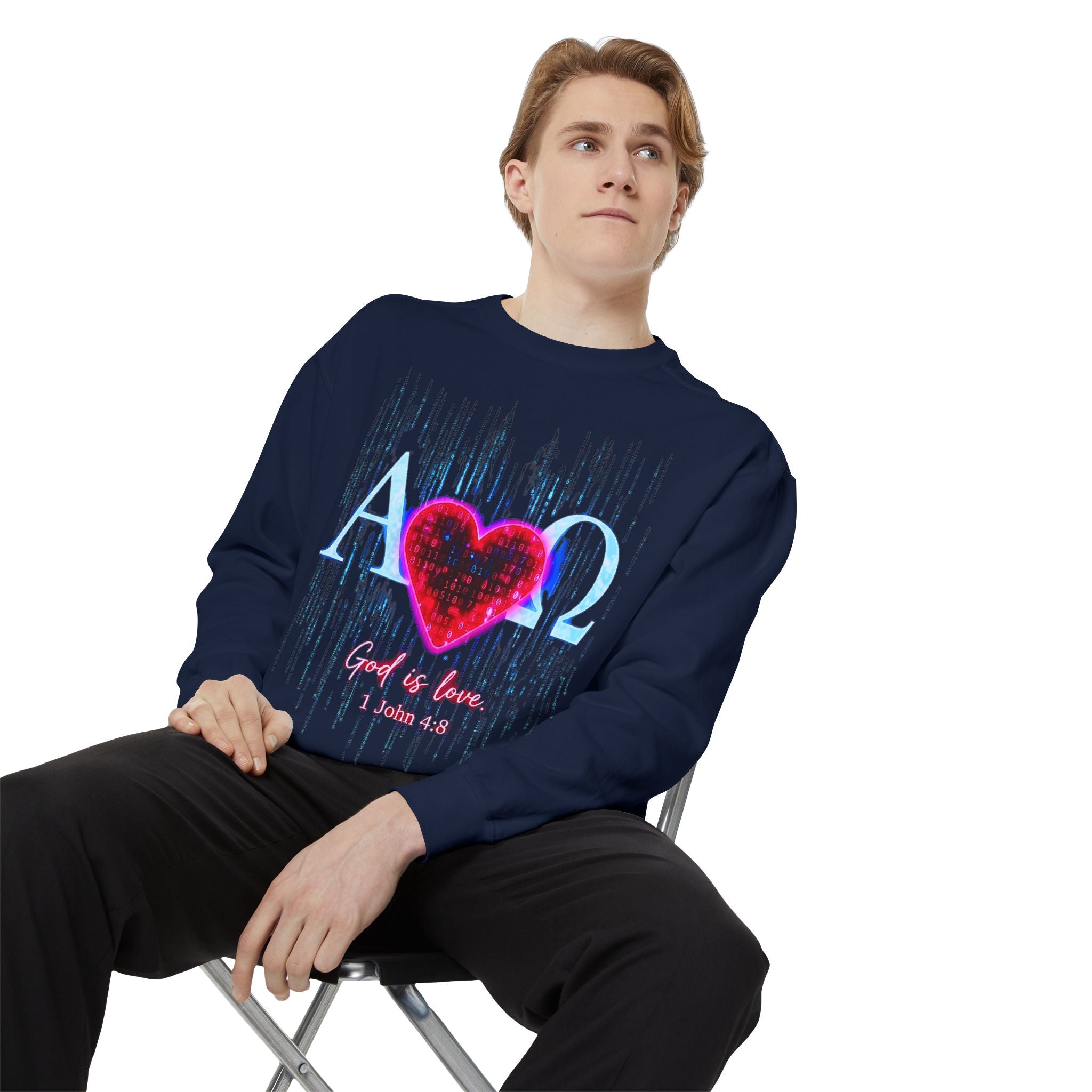 Alpha Omega Heart design sweatshirt | God is Love 1 John 4:8 RomanEum