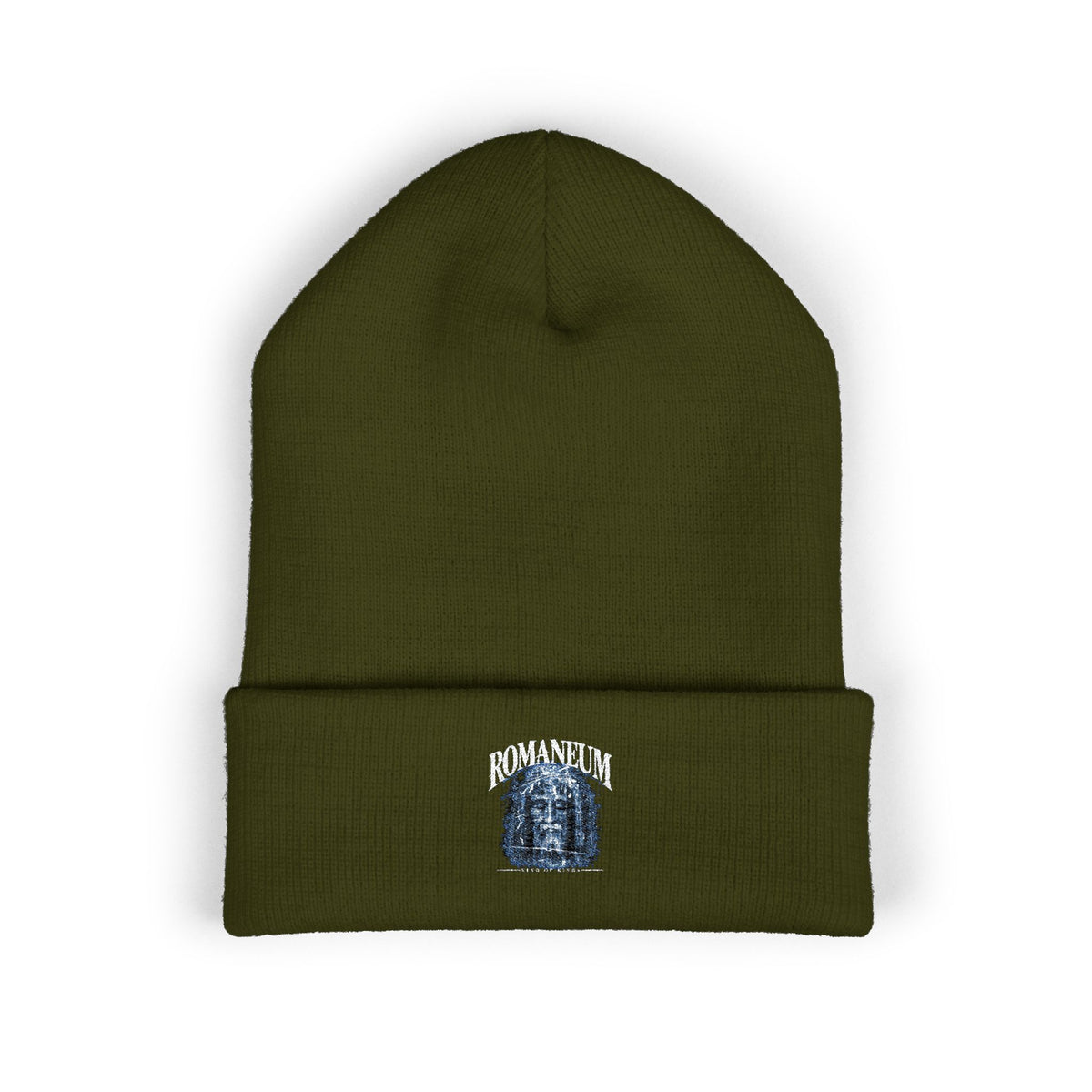 Embroidered 'ROMANEUM' Classic Cuffed Beanie —  Knit Cap