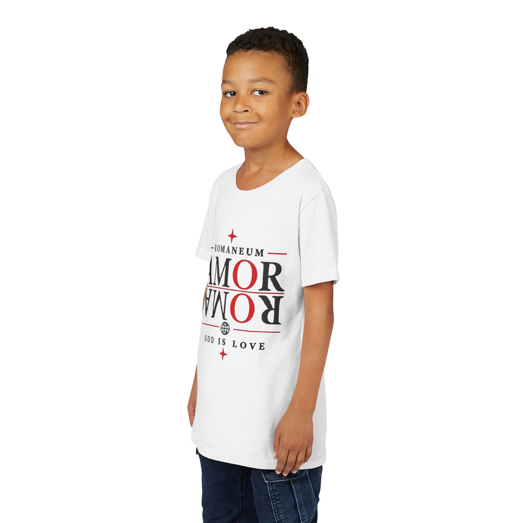 Youth Tee — ROMANEUM “AMOR / ROMA” God Is Love Graphic