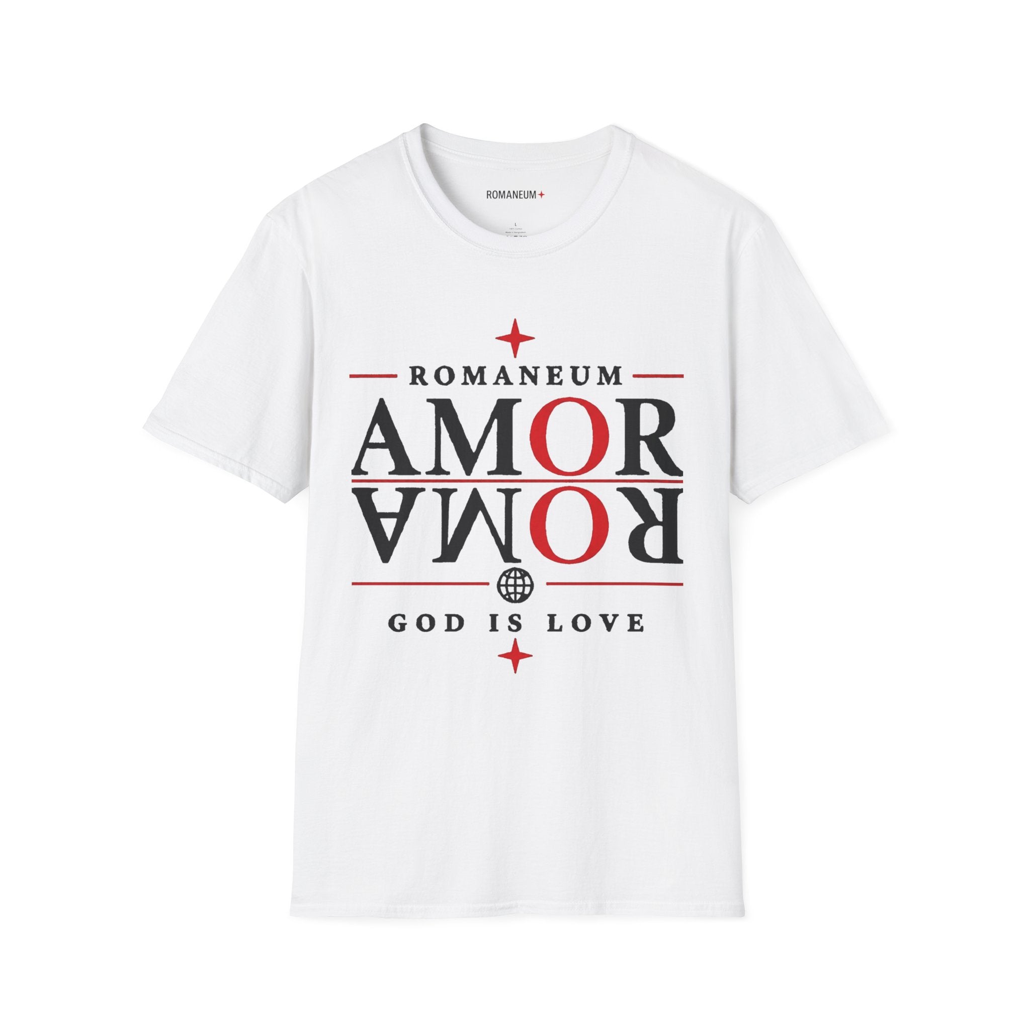 Amor/Roma 'ROMANEUM' Graphic T‑Shirt — 'AMOR' Reflection Design (God Is Love)