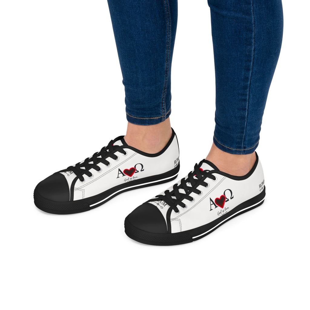 Alpha Omega Heart design Women's Low Top Sneakers | Christian faith love symbol