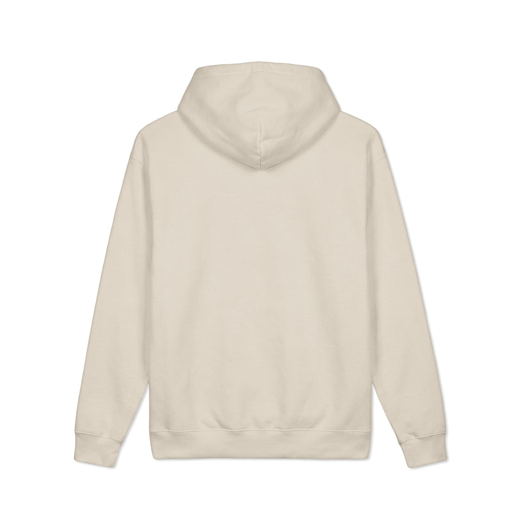 Romaneum Logo Hoodie — Minimalist Cream Pullover with Red Text