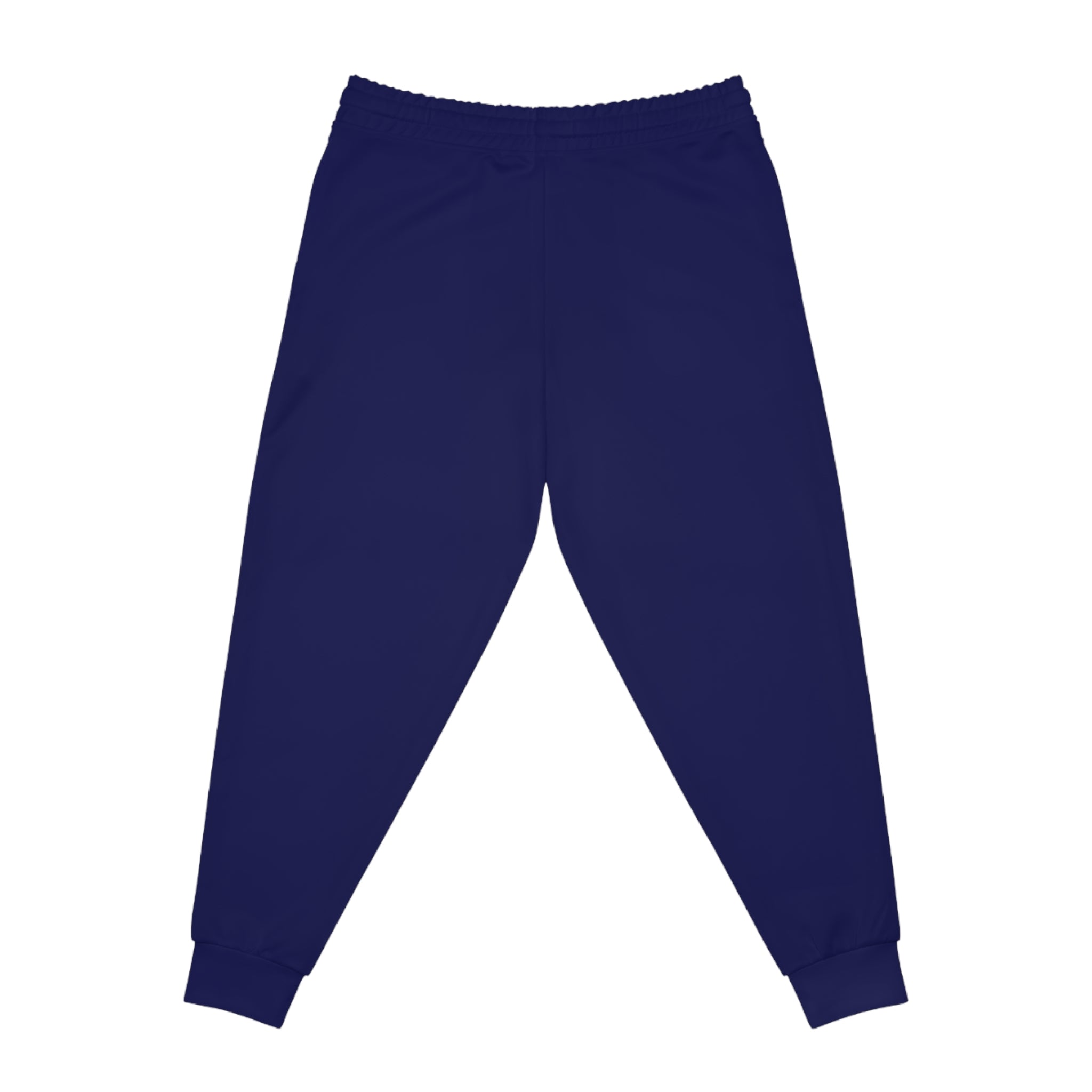 Romaneum Navy Athletic Joggers — Logo Track Pants with Side Text