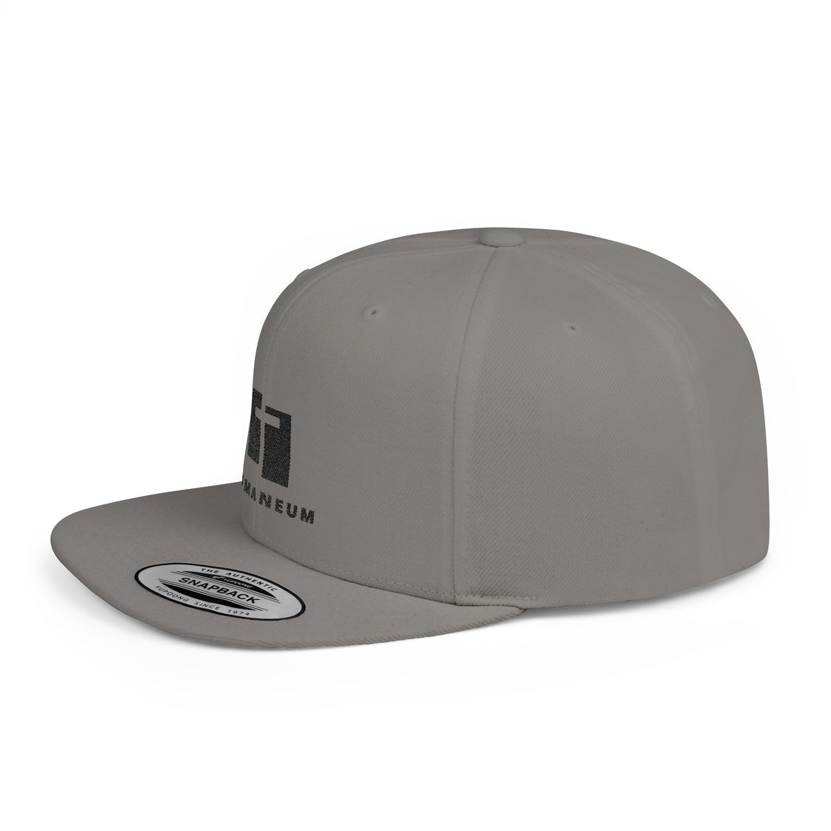Romaneum Logo Flat Bill Snapback Hat — Minimalist Streetwear Cap