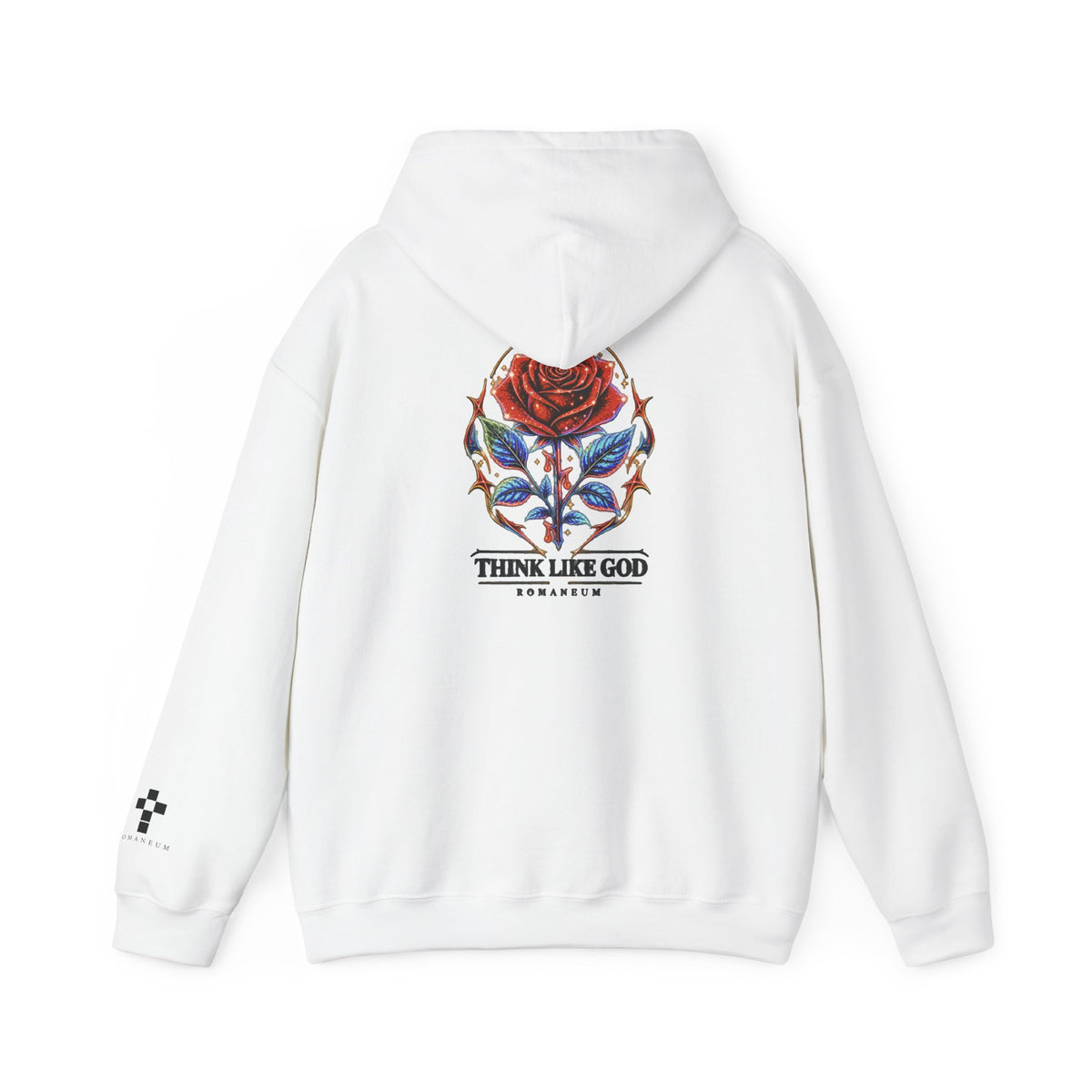 Romaneum Hoodie — Think Like God Rose Logo Pullover