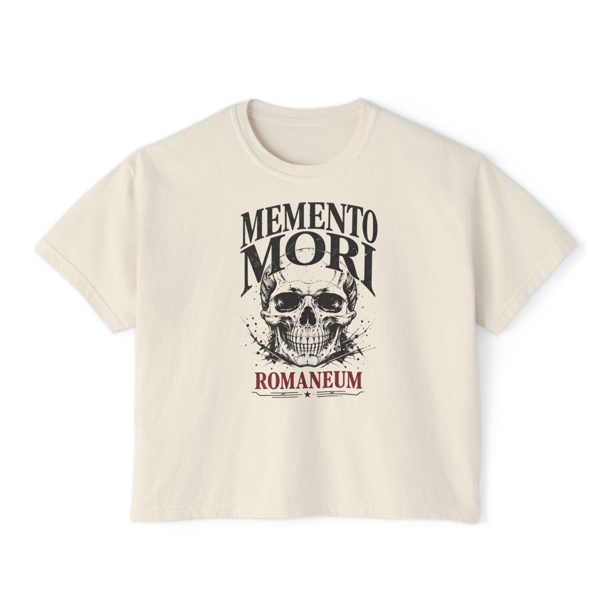 Memento Mori Boxy Tee — Vintage Skull Romaneum Graphic Shirt
