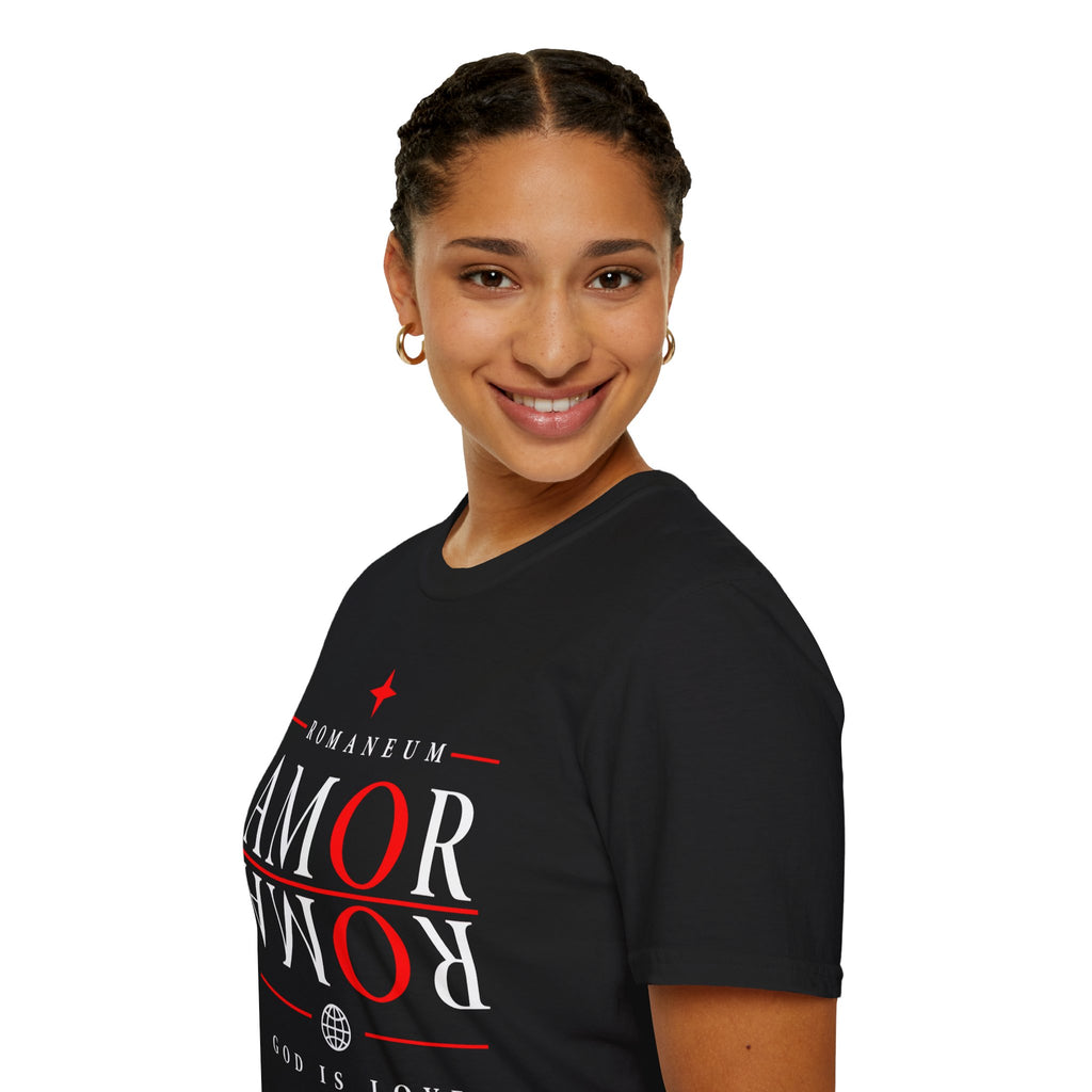 Amor/Roma 'ROMANEUM' Graphic T‑Shirt — 'AMOR' Reflection Design (God Is Love)