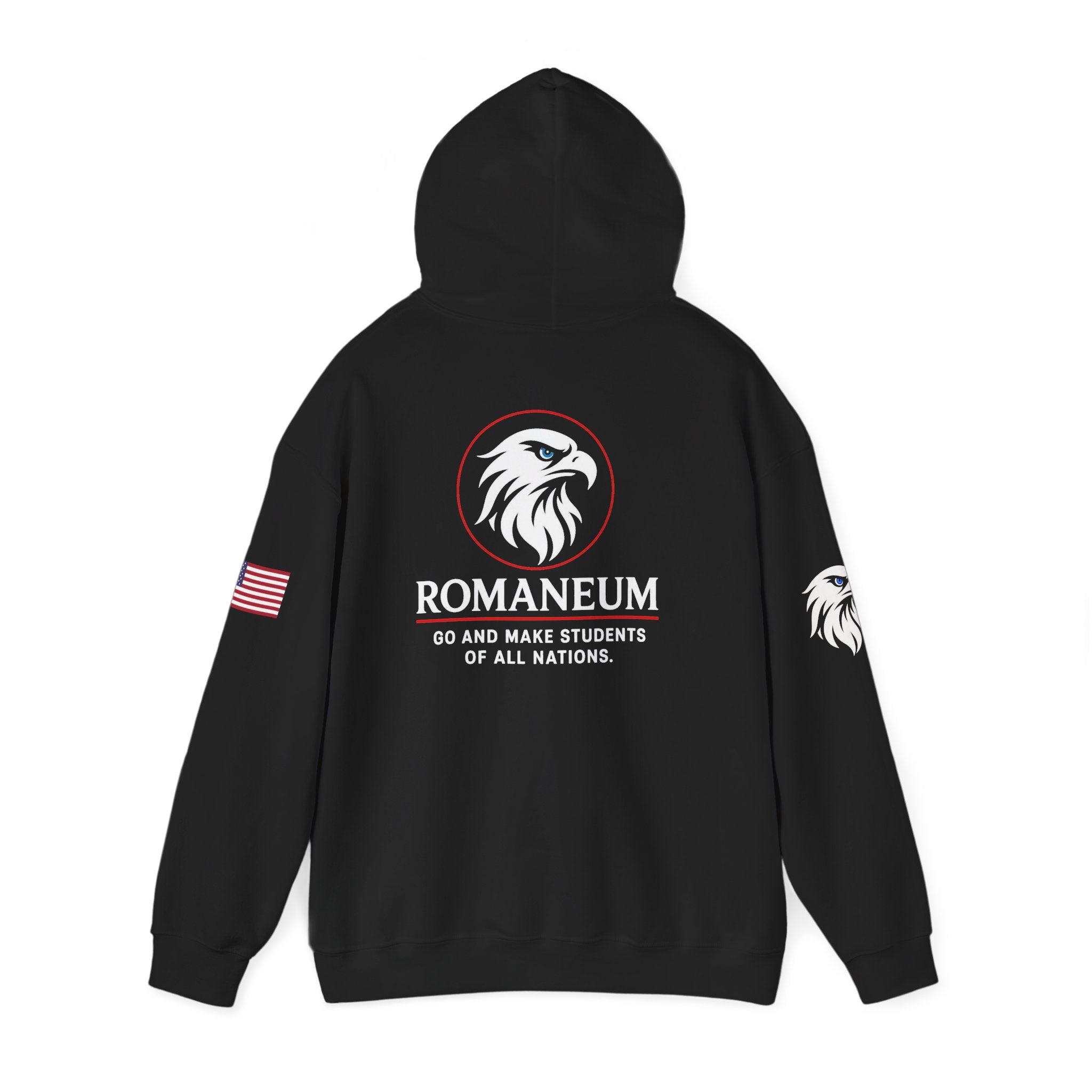 Romaneum Eagle Logo Hoodie | Romaneum School Crest, Patriotic Sleeve Design