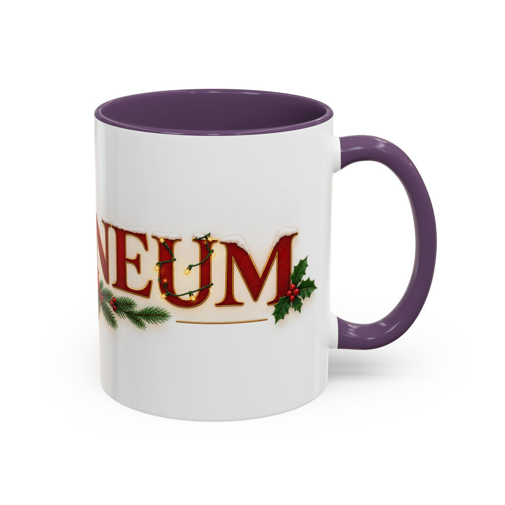 Christmas Accent Coffee Mug - Festive Garland & Bow Holiday Drinkware (11/15oz)