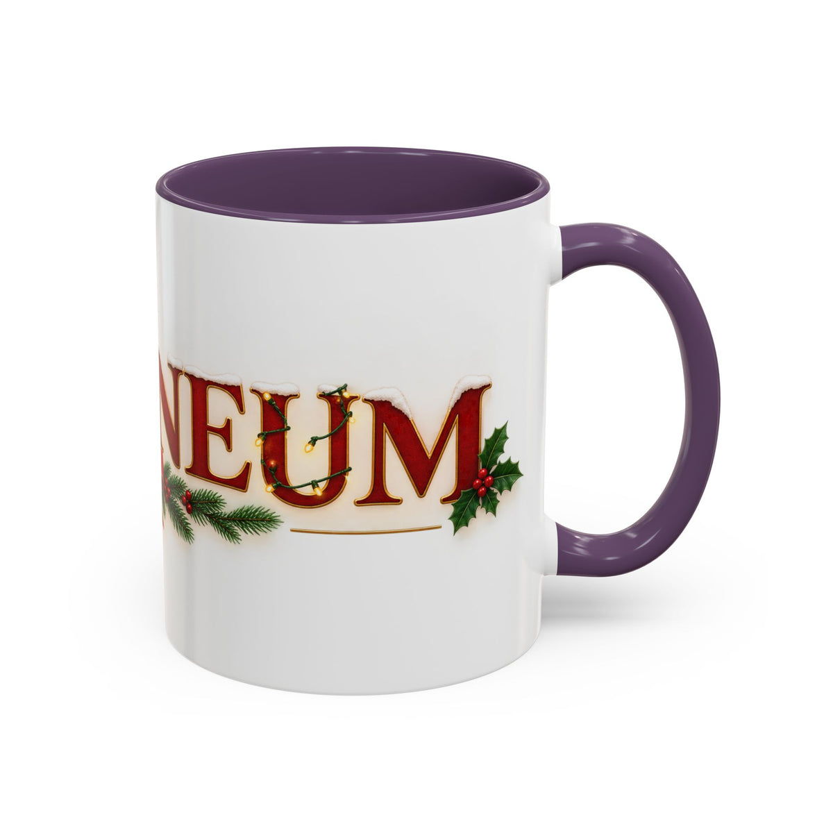 Christmas Accent Coffee Mug - Festive Garland & Bow Holiday Drinkware (11/15oz)
