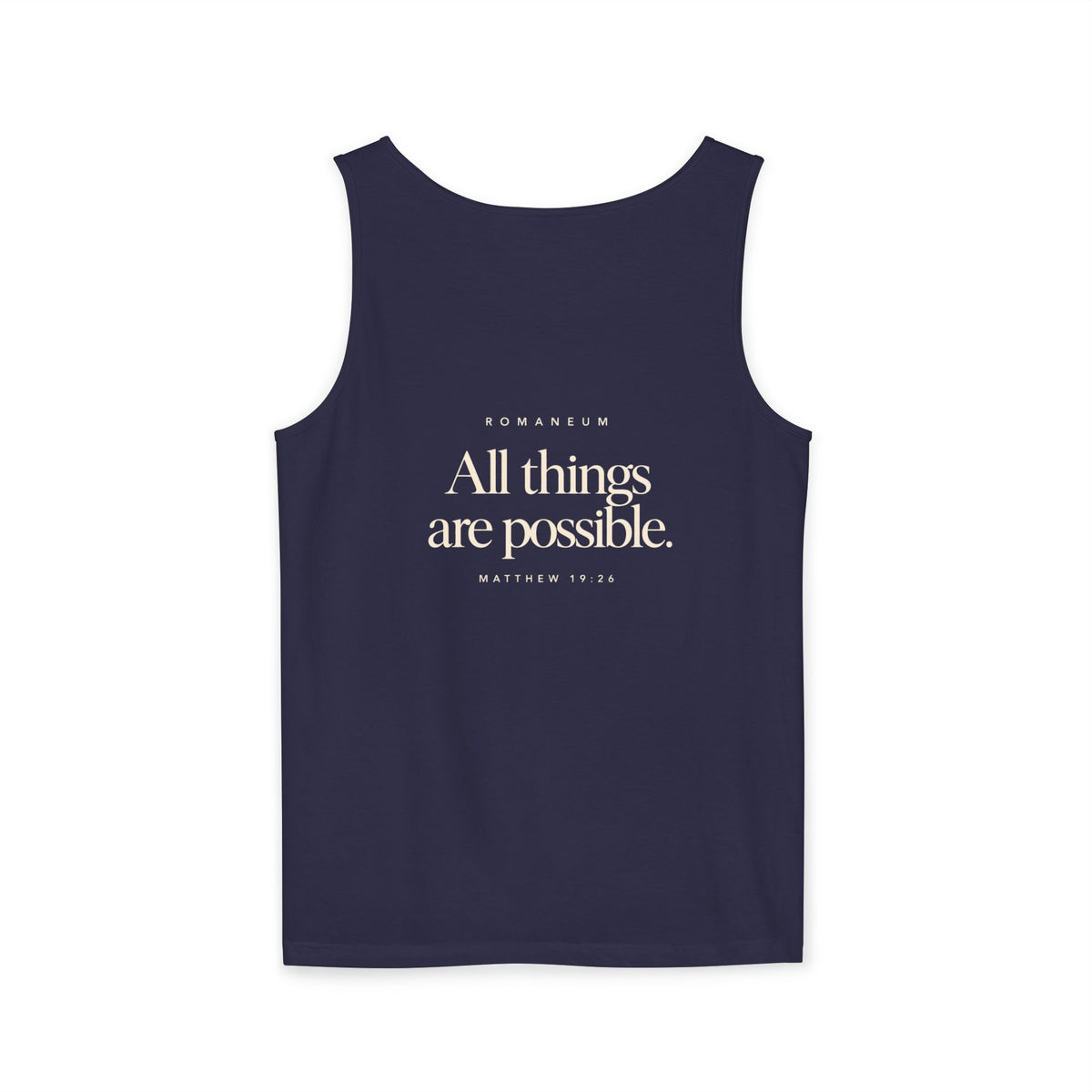 RomaneumTank Top — "With God all things are possible" (Matthew 19:26)