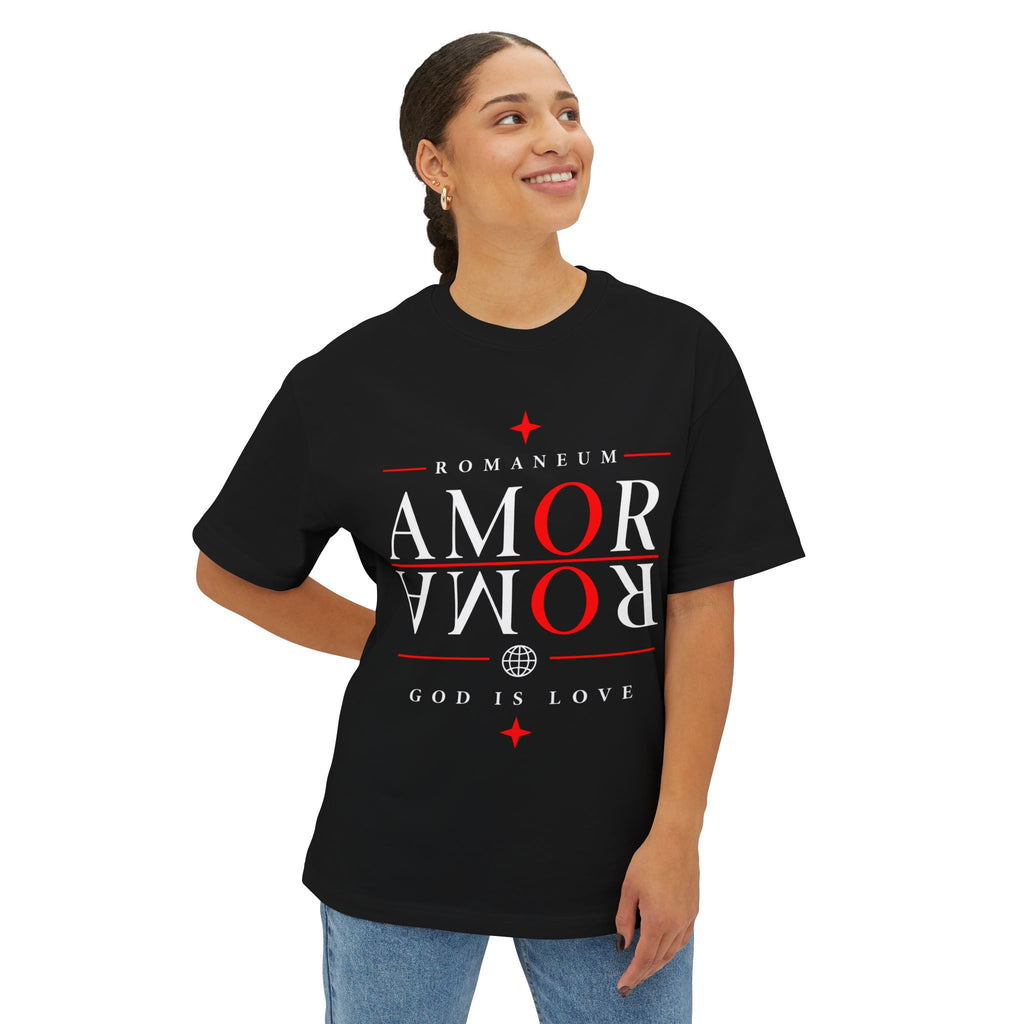 Amor Romanum Tee — 'Amor' Mirrored Graphic Boxy T‑Shirt